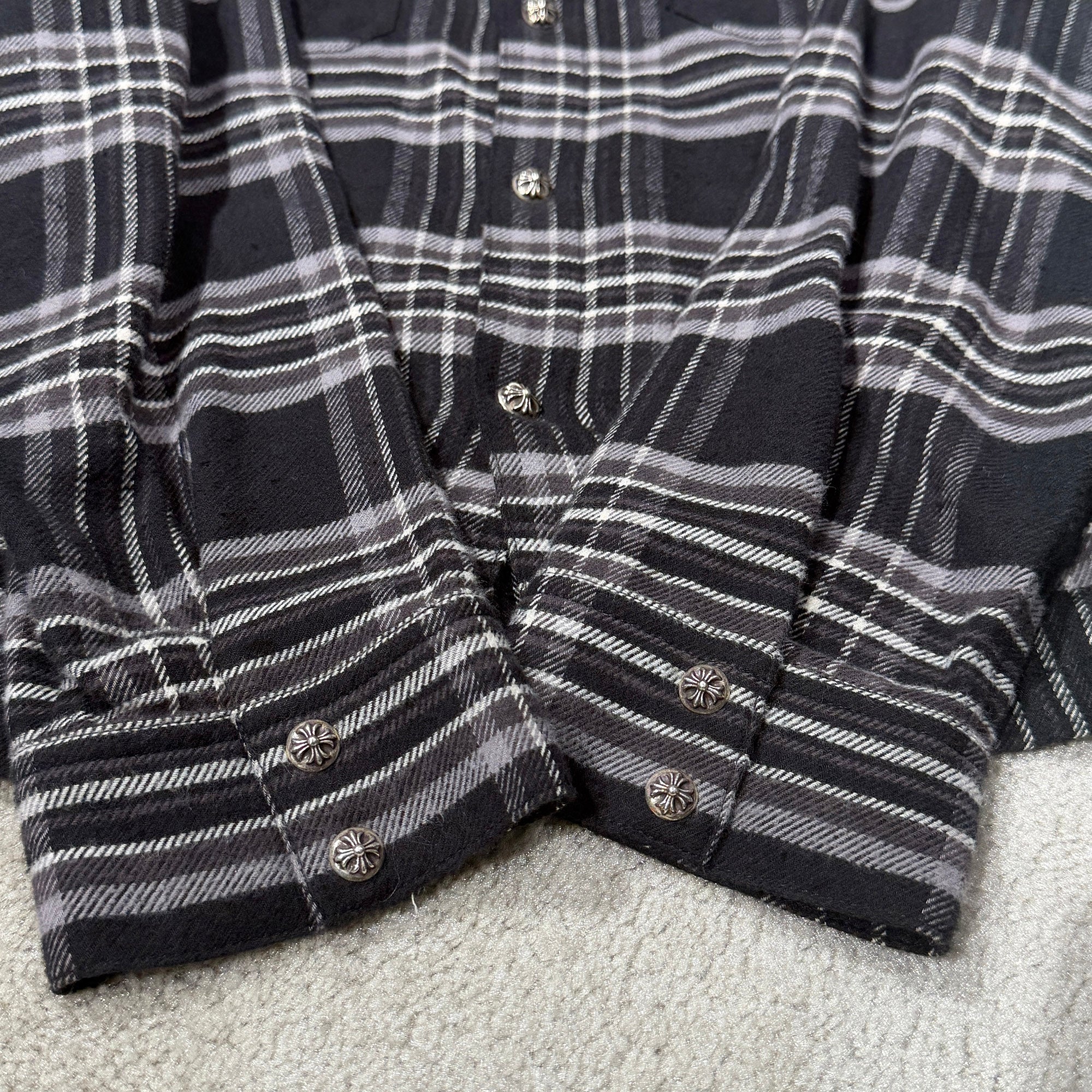 CHROME HEARTS Y NOT Cross Ball Button Check Shirt Size M クロムハーツ ワイノット クロスボールボタン チェックシャツ サイズM