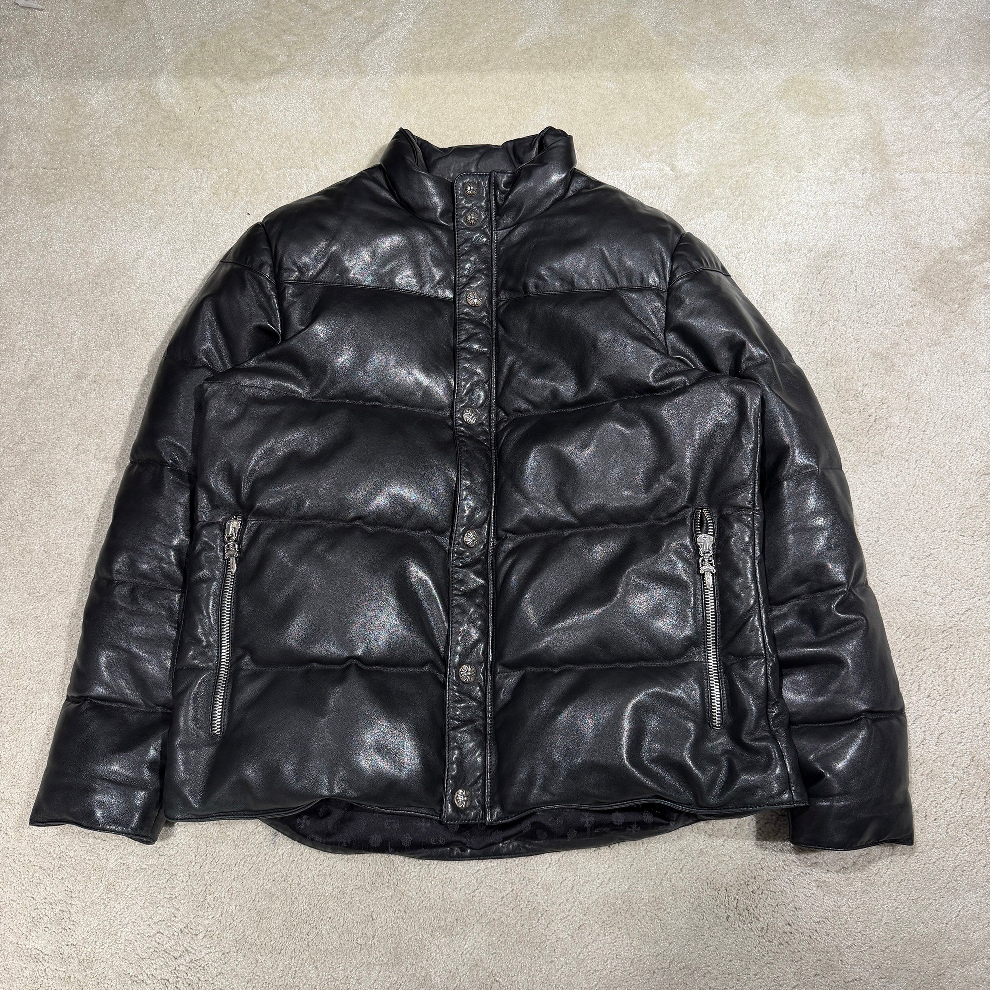CHROME HEARTS Leather Stiff Down Jacket Size XL クロムハーツ レザー スティッフ ダウンジャケット サイズXL