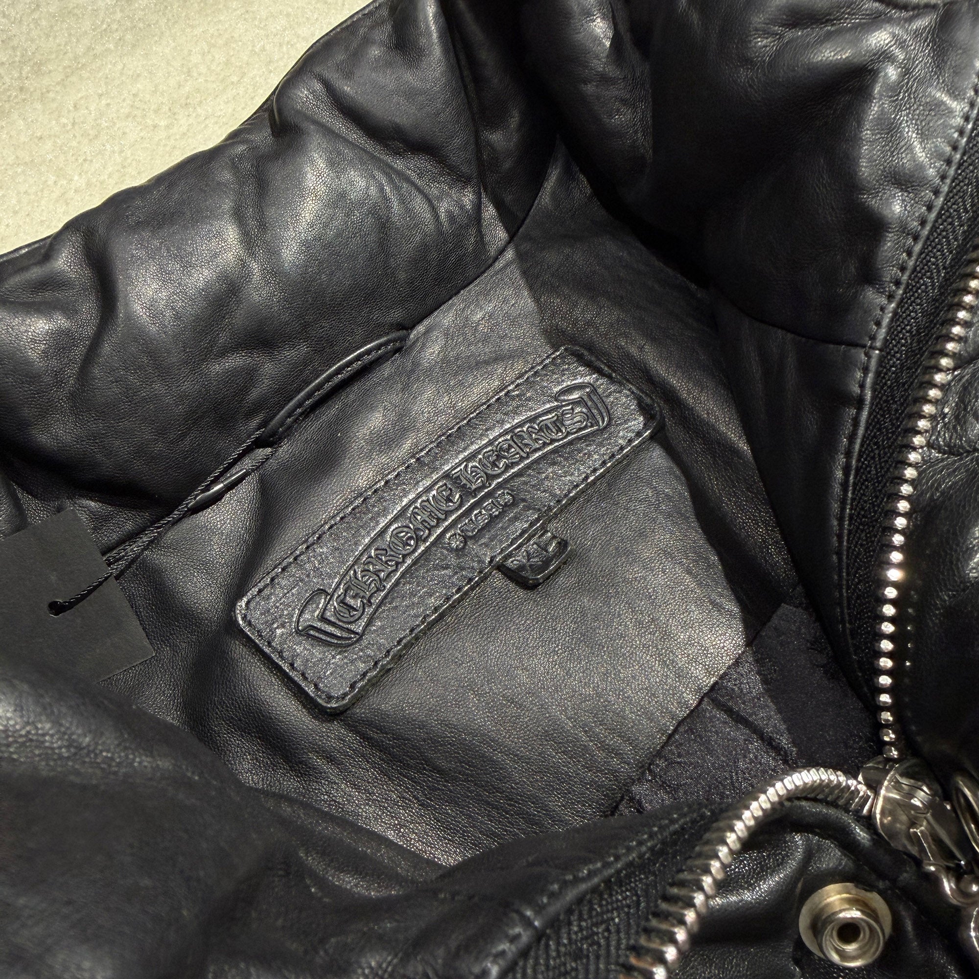 CHROME HEARTS Leather Stiff Down Jacket Size XL クロムハーツ レザー スティッフ ダウンジャケット サイズXL