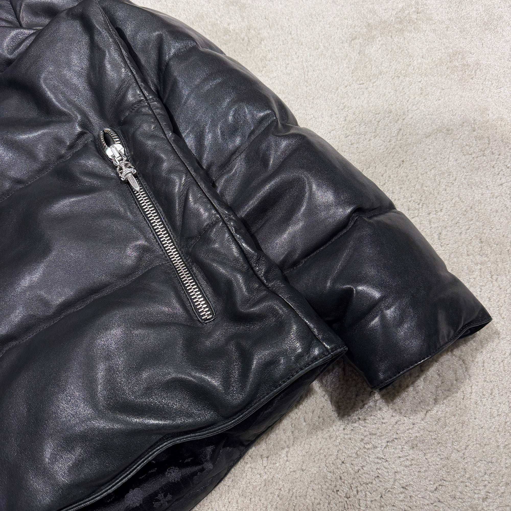 CHROME HEARTS Leather Stiff Down Jacket Size XL クロムハーツ レザー スティッフ ダウンジャケット サイズXL