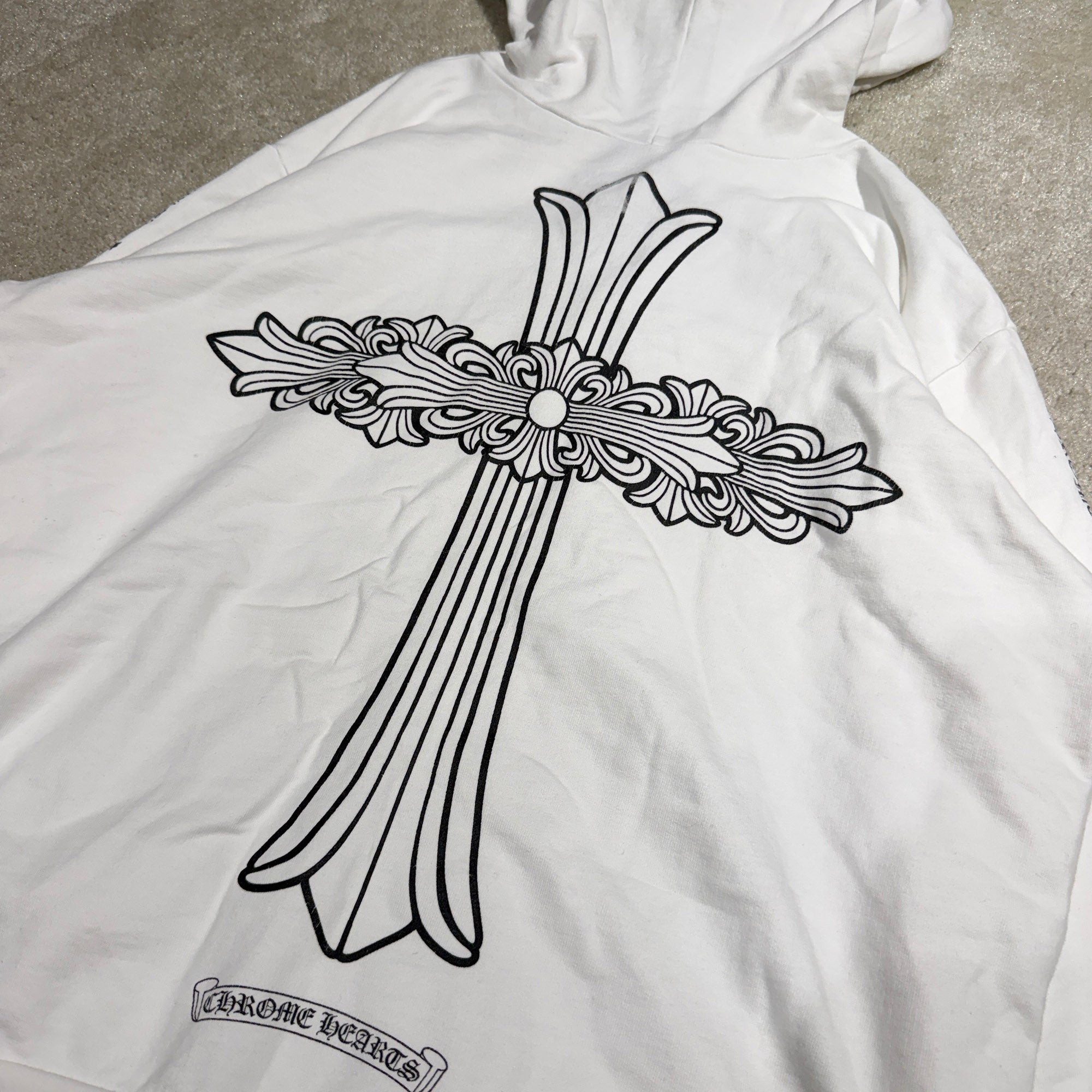 CHROME HEARTS Made In Hollywood Back Floral Cross Vertical Logo Zip Up Hoodie Size S クロムハーツ メイド イン ハリウッド バック フローラルクロス ヴァーティカルロゴ ジップアップフーディ サイズS