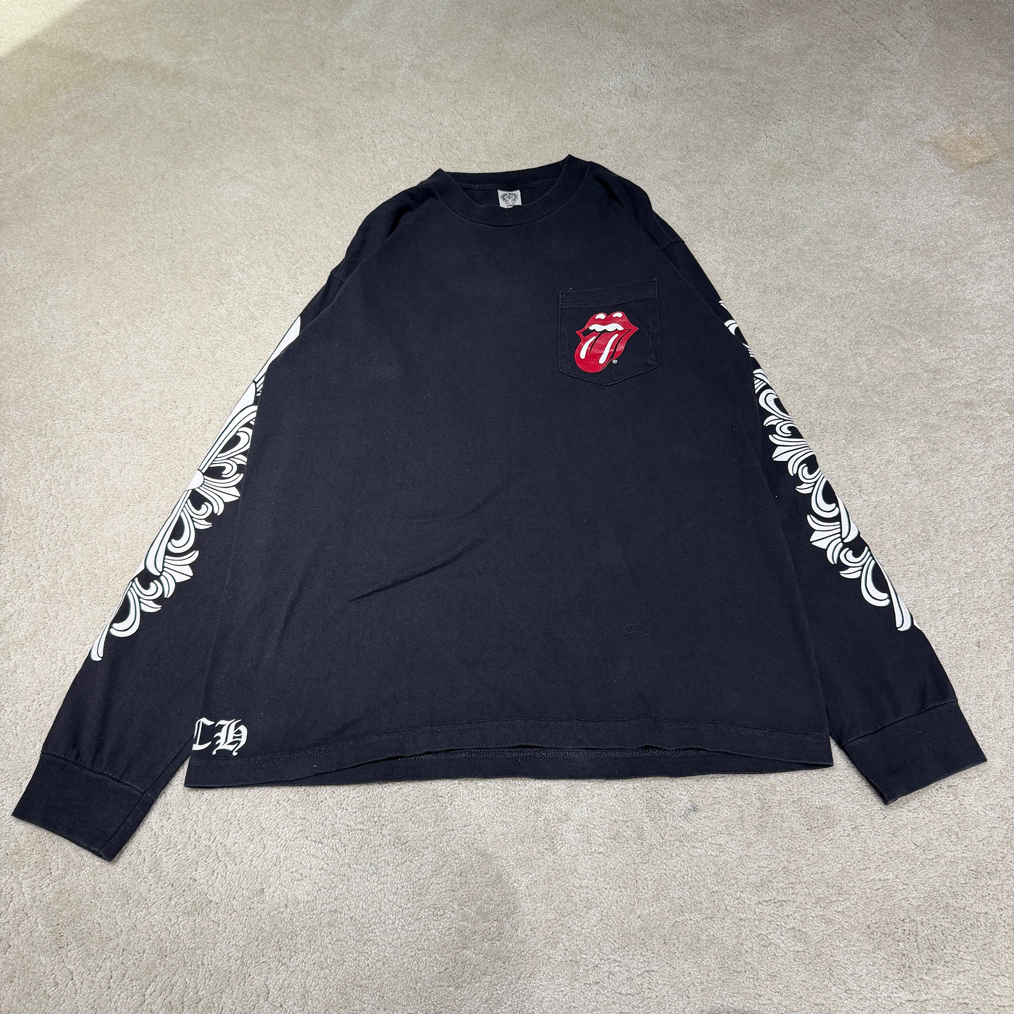 CHROME HEARTS × The Rolling Stones Lip & Tongue Horseshoe Long Sleeve Tee Size L クロムハーツ × ザ ローリングストーンズ リップ&タン ホースシュー ロングスリーブ Tシャツ サイズL