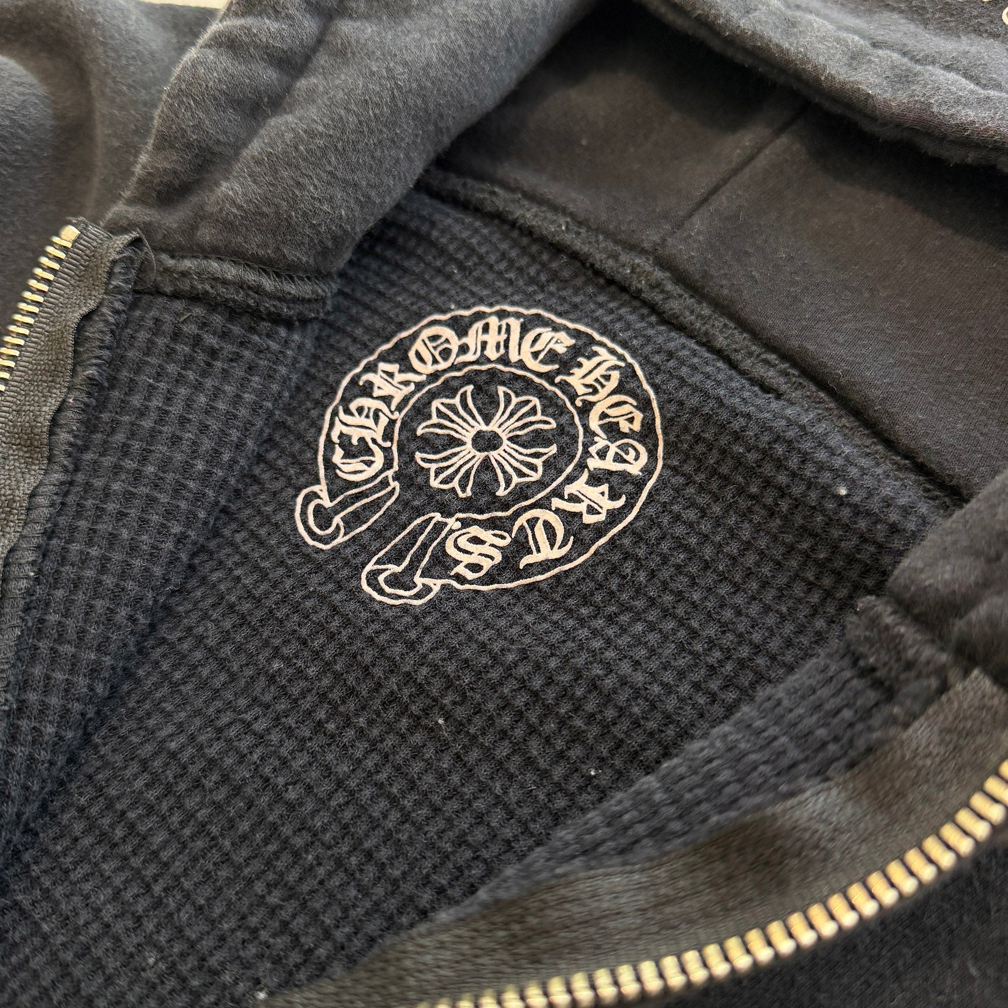 CHROME HEARTS Hooded Fuck You Horseshoe Thermal Zip Up Hoodie Size L クロムハーツ フーデッド ファックュー ホースシュー サーマルジップアップフーディ サイズL