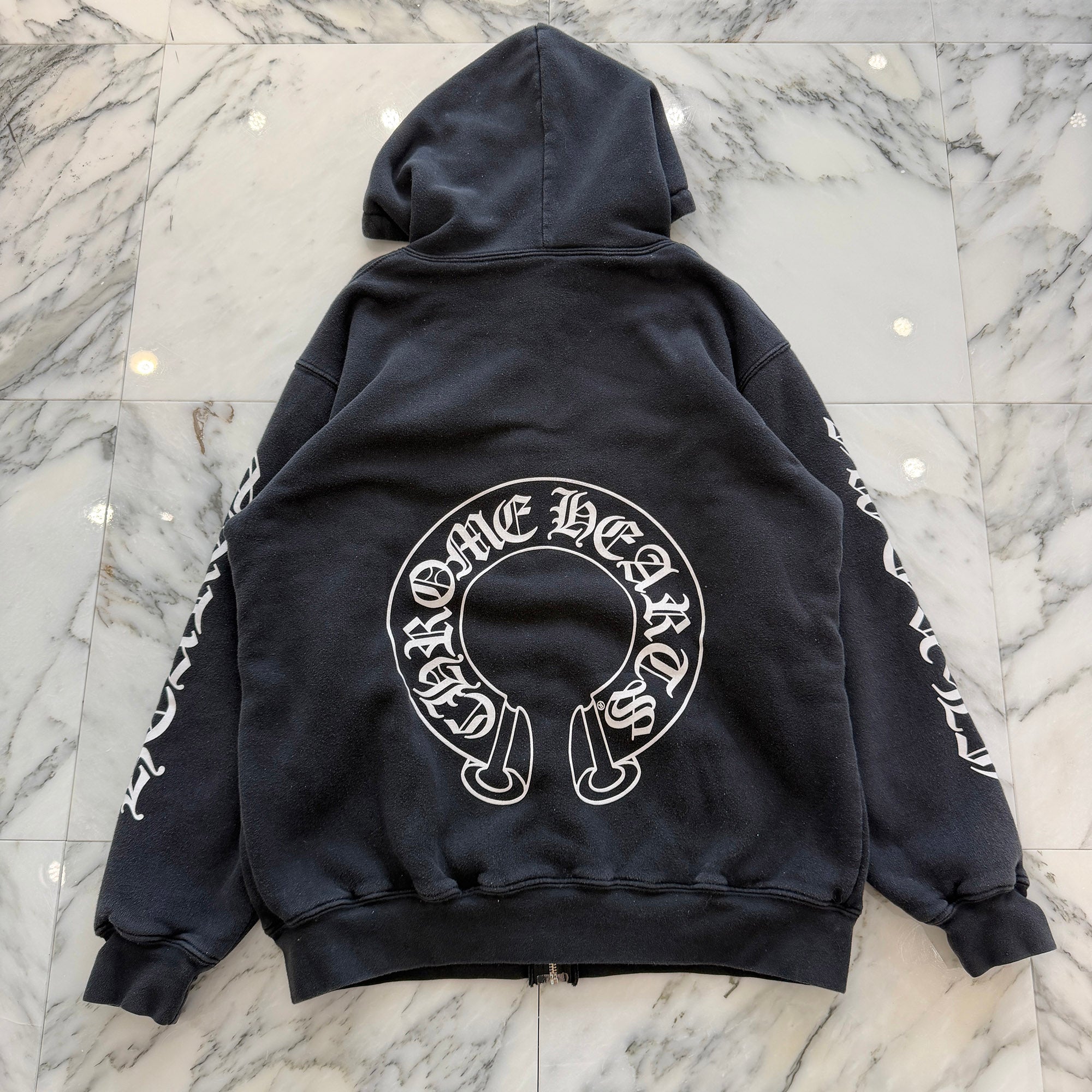 CHROME HEARTS Hooded Fuck You Horseshoe Thermal Zip Up Hoodie Size L クロムハーツ フーデッド ファックュー ホースシュー サーマルジップアップフーディ サイズL