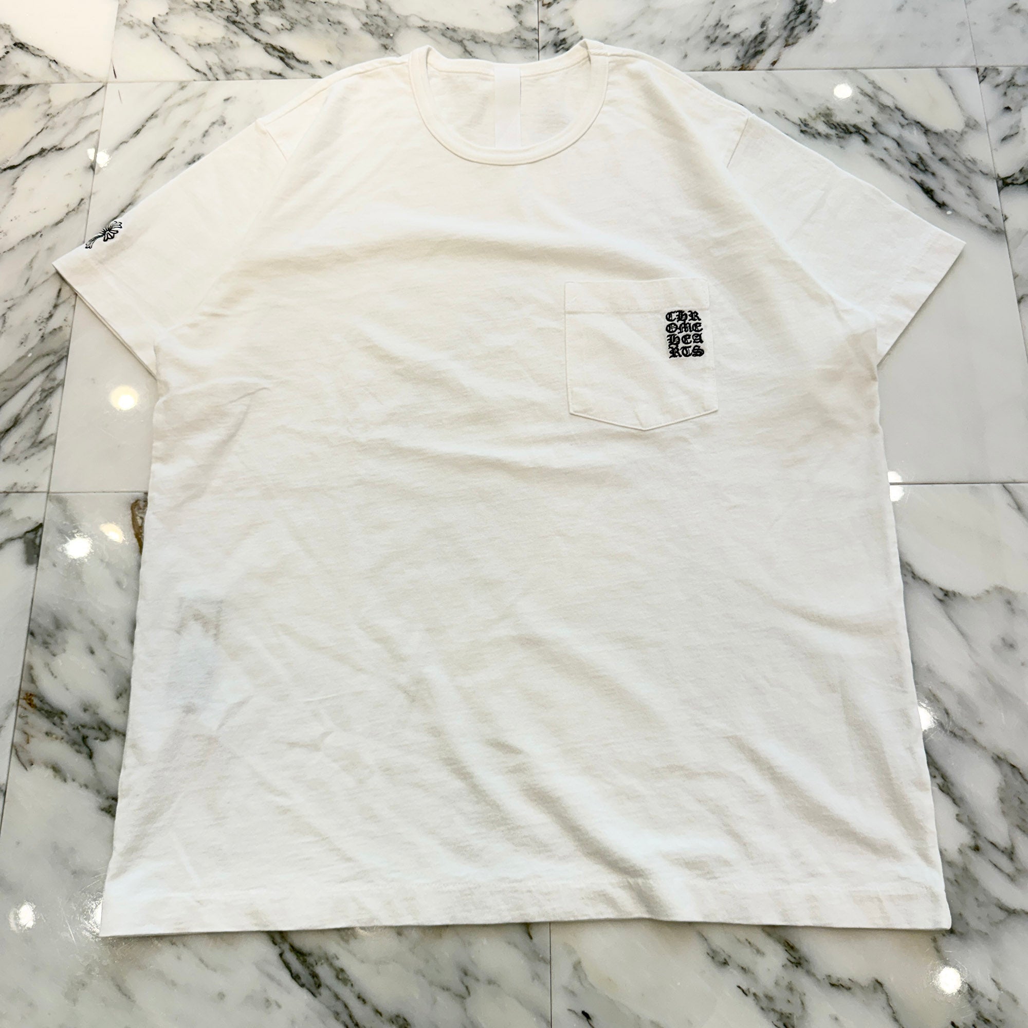 CHROME HEARTS Y NOT Vertical Logo Cross Embroidery Tee Size XL クロムハーツ ワイノット バーティカルロゴ クロス刺繍 Tシャツ サイズXL