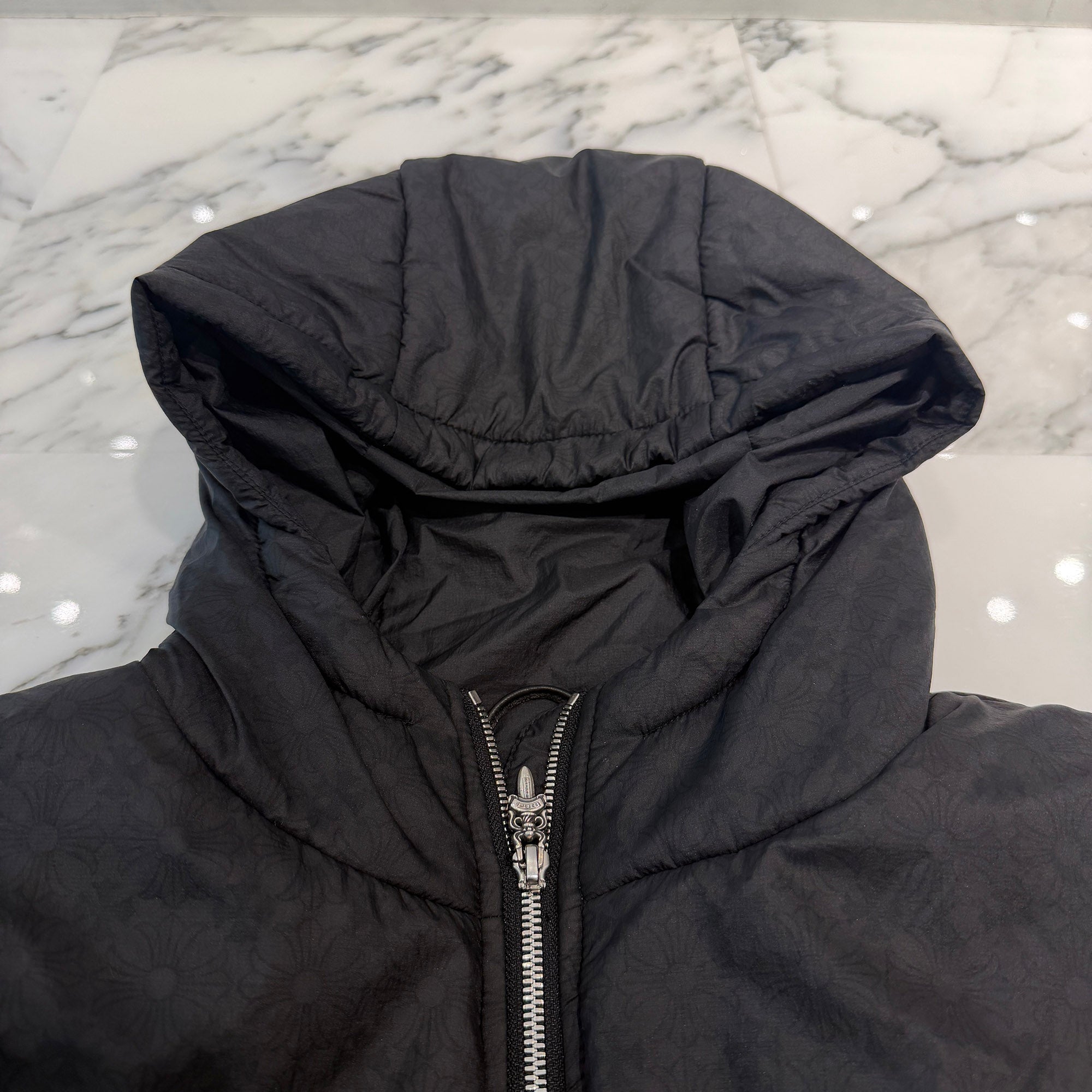 CHROME HEARTS CH Logo Embroidery Leather Pocket Down Jacket Size L クロムハーツ CHロゴ刺繍 レザーポケット ダウンジャケット サイズL
