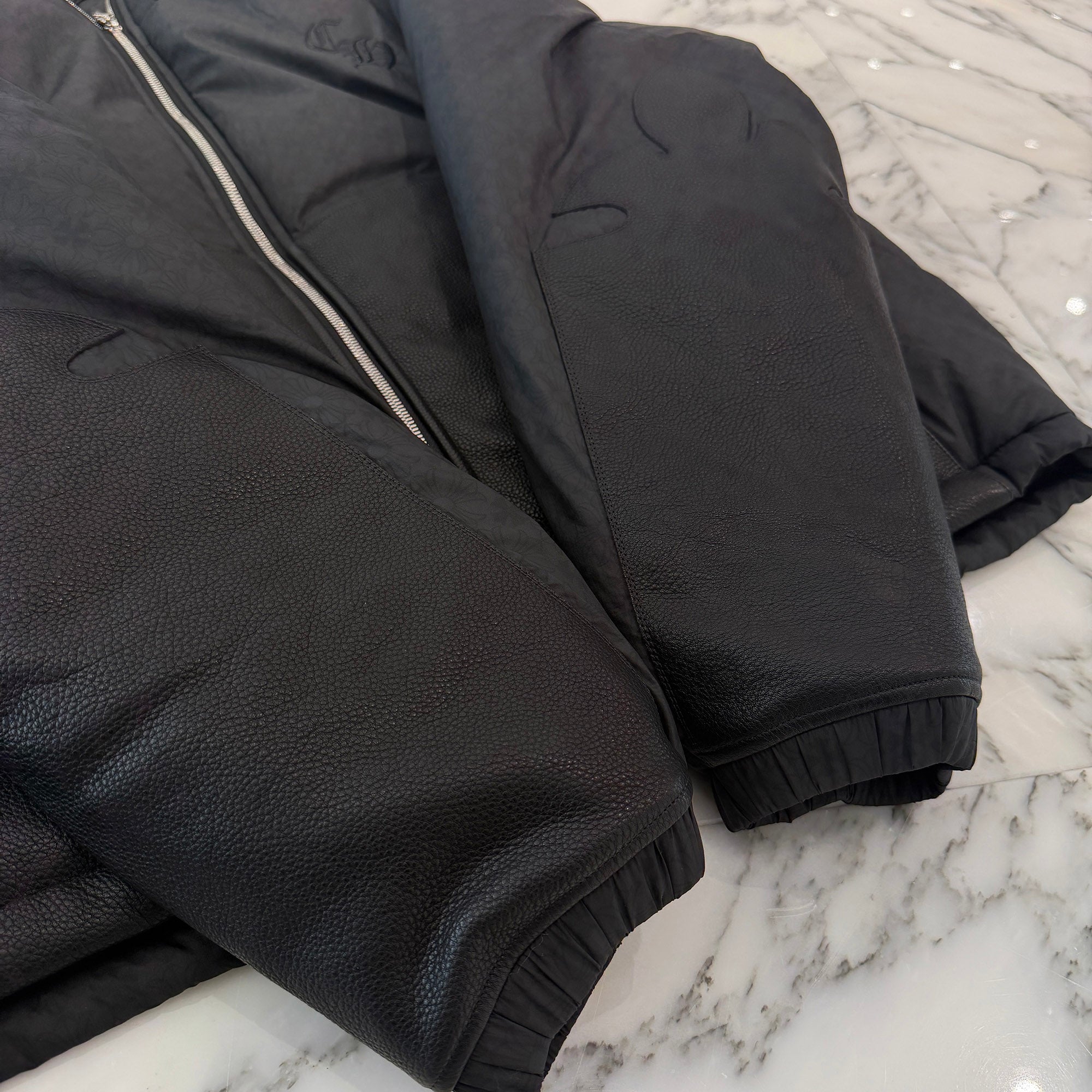CHROME HEARTS CH Logo Embroidery Leather Pocket Down Jacket Size L クロムハーツ CHロゴ刺繍 レザーポケット ダウンジャケット サイズL