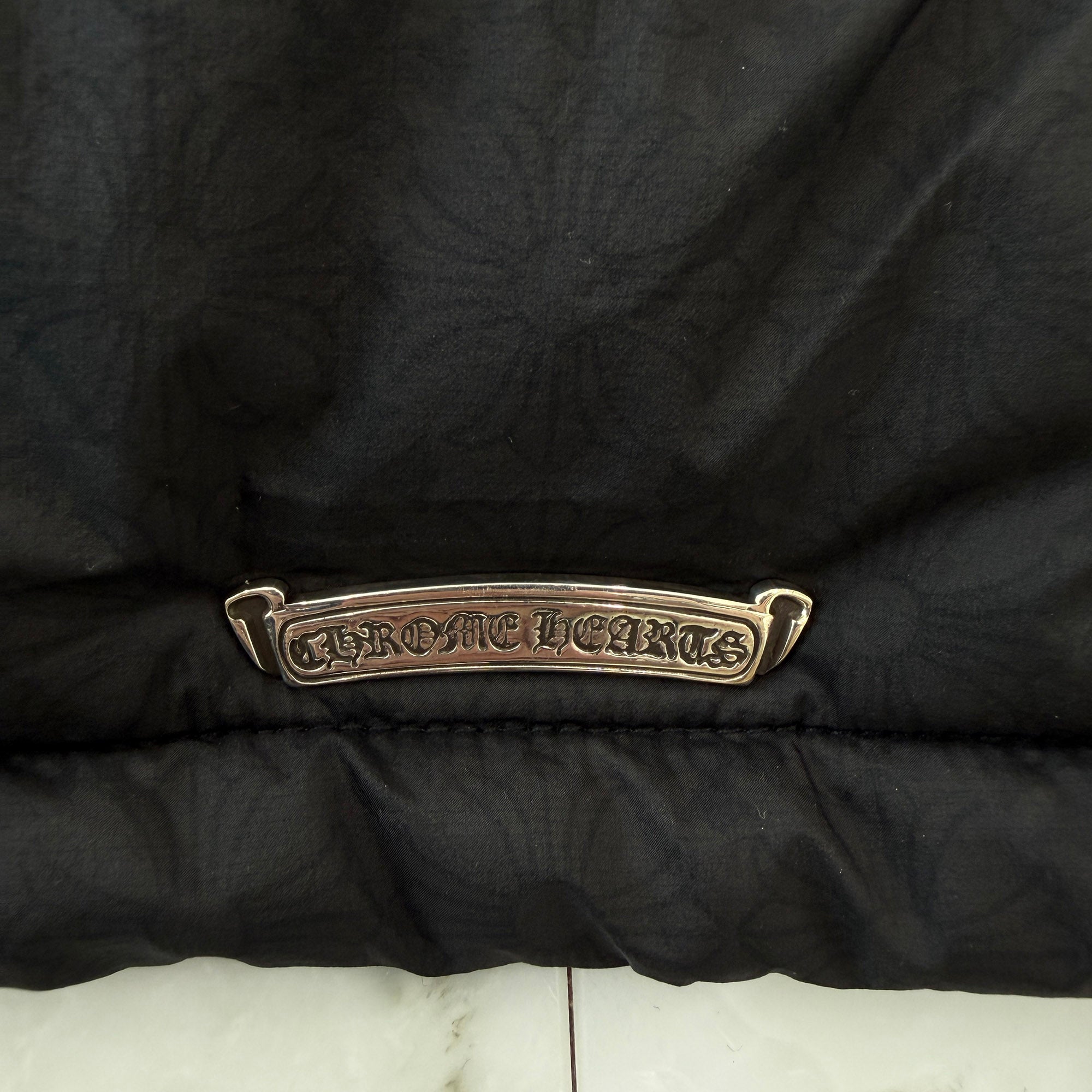 CHROME HEARTS CH Logo Embroidery Leather Pocket Down Jacket Size L クロムハーツ CHロゴ刺繍 レザーポケット ダウンジャケット サイズL