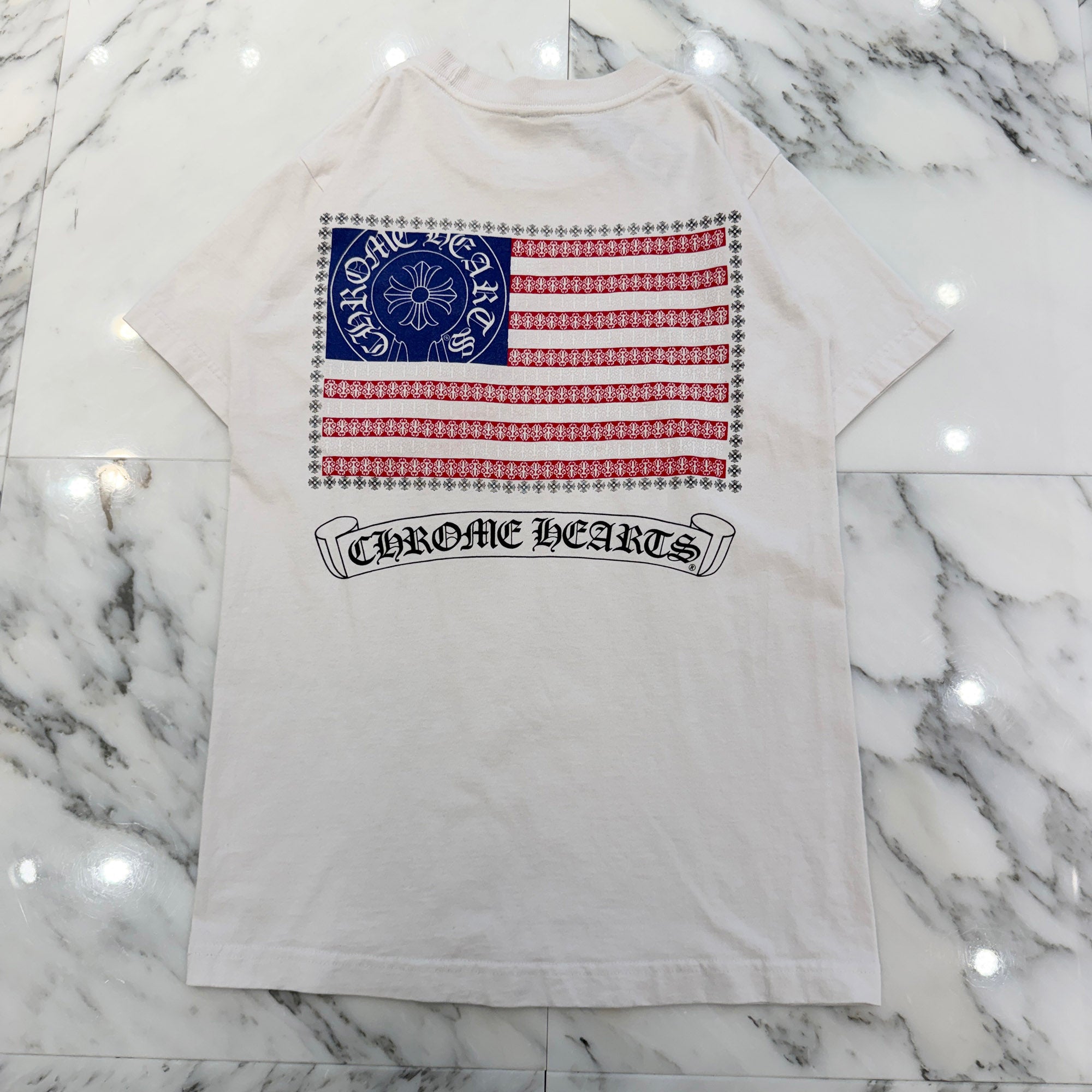 CHROME HEARTS American Flag Scroll Logo Tee Size S クロムハーツ アメリカ国旗 スクロールロゴ Tシャツ サイズS