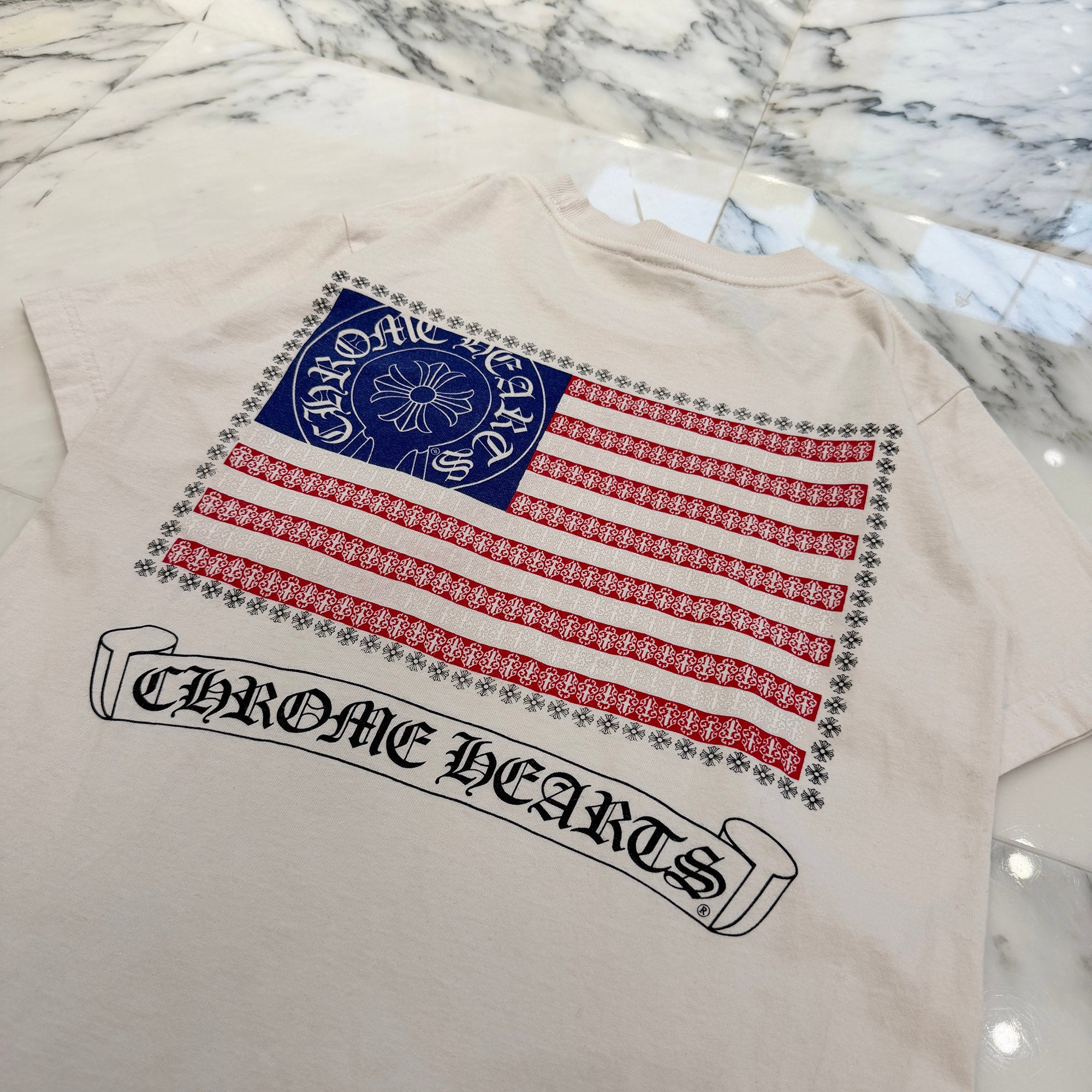 CHROME HEARTS American Flag Scroll Logo Tee Size S クロムハーツ アメリカ国旗 スクロールロゴ Tシャツ サイズS