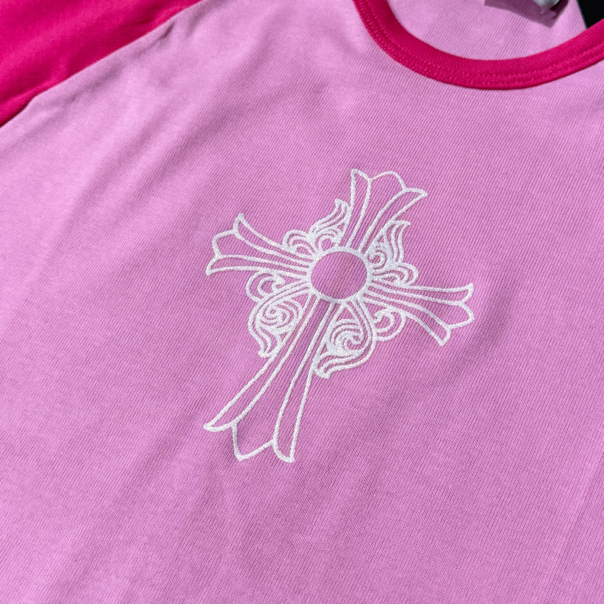 CHROME HEARTS Hairy Cross Glitter Print Raglan Tee Size ONE SIZE クロムハーツ ヘイリークロス グリッタープリント ラグランTシャツ サイズONE SIZE