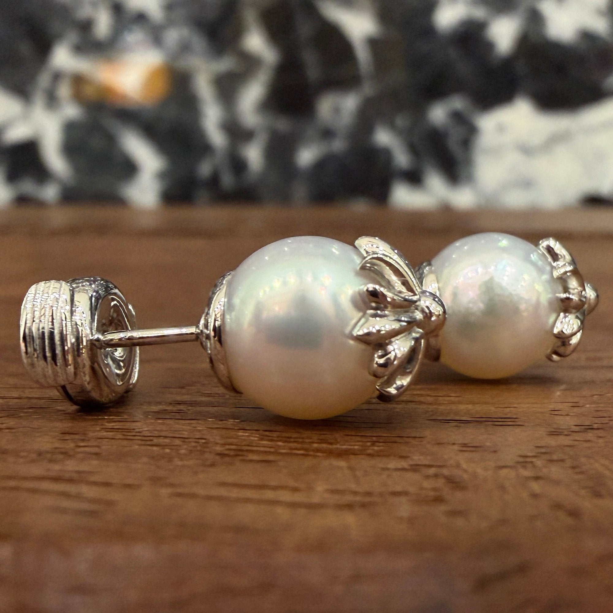 CHROME HEARTS × MIKIMOTO K18 WG White Pearl CH Plus Stud Earrings クロムハーツ × ミキモト K18 WG ホワイトパール CH プラス スタッドピアス