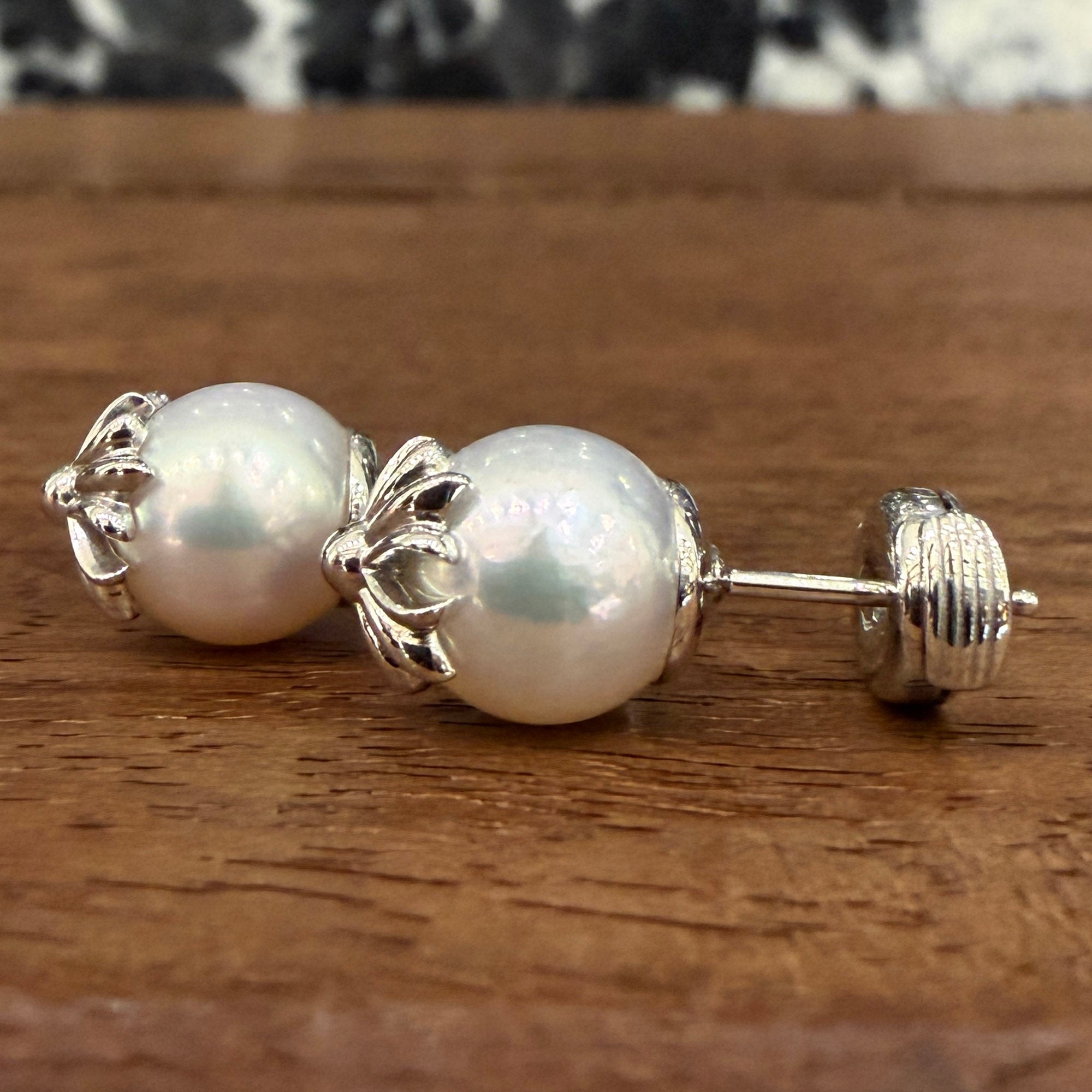 CHROME HEARTS × MIKIMOTO K18 WG White Pearl CH Plus Stud Earrings クロムハーツ × ミキモト K18 WG ホワイトパール CH プラス スタッドピアス