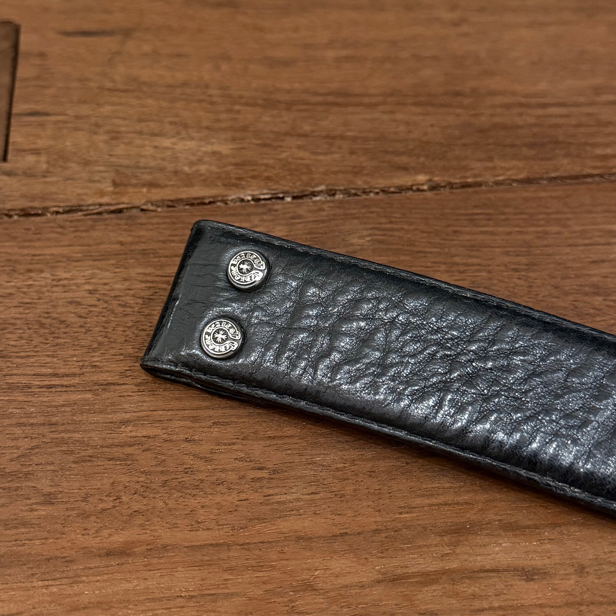 CHROME HEARTS 1.5 STRAP Horseshoe Rivet Leather Belt Size 36 クロムハーツ 1.5ストラップ ホースシューリベット レザーベルト サイズ36