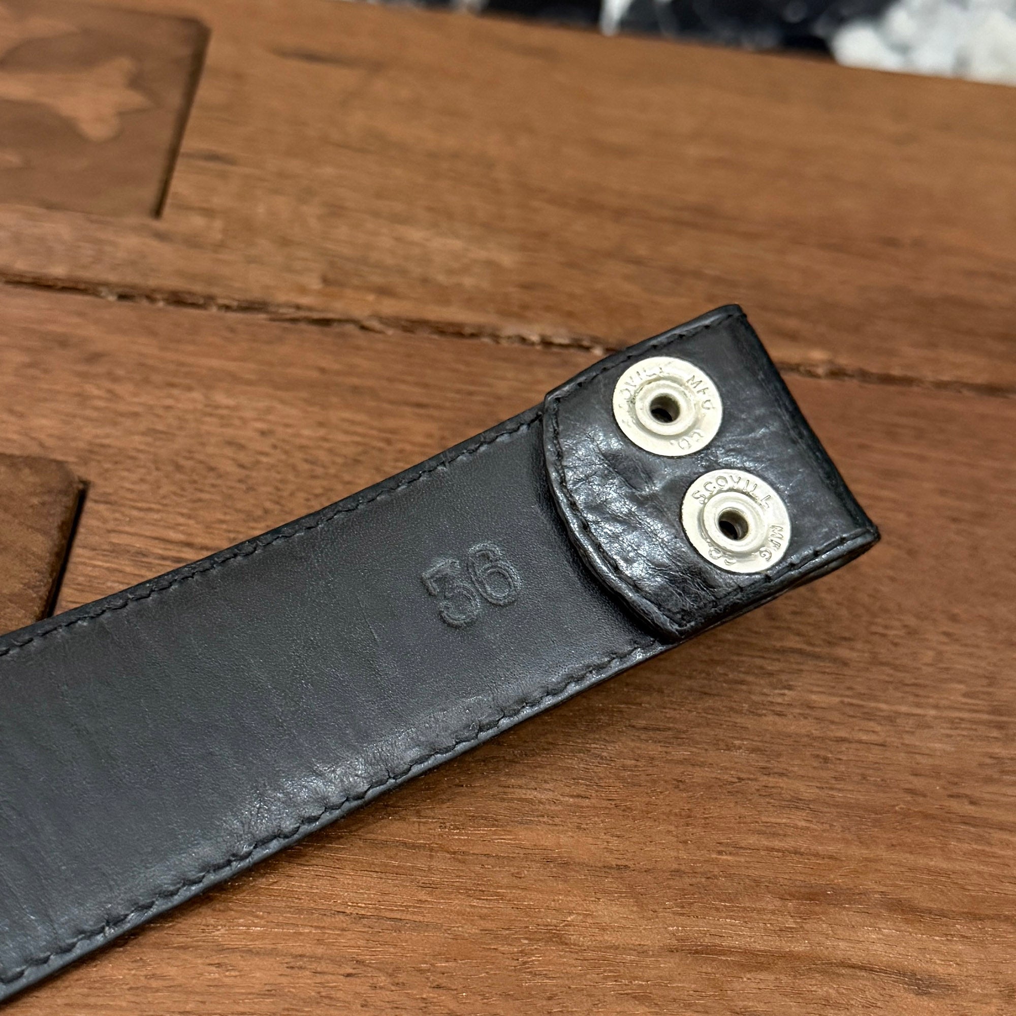 CHROME HEARTS 1.5 STRAP Horseshoe Rivet Leather Belt Size 36 クロムハーツ 1.5ストラップ ホースシューリベット レザーベルト サイズ36