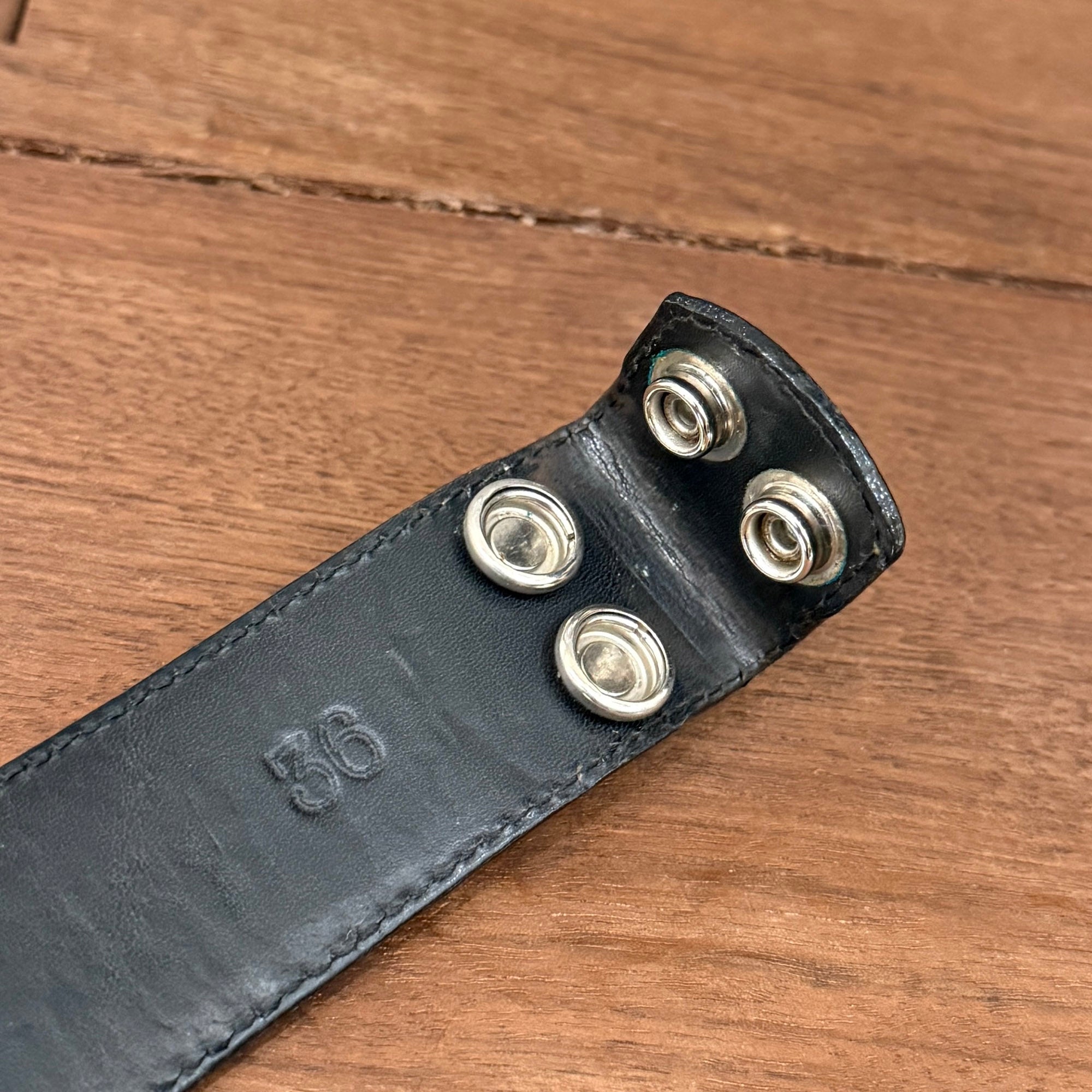 CHROME HEARTS 1.5 STRAP Horseshoe Rivet Leather Belt Size 36 クロムハーツ 1.5ストラップ ホースシューリベット レザーベルト サイズ36