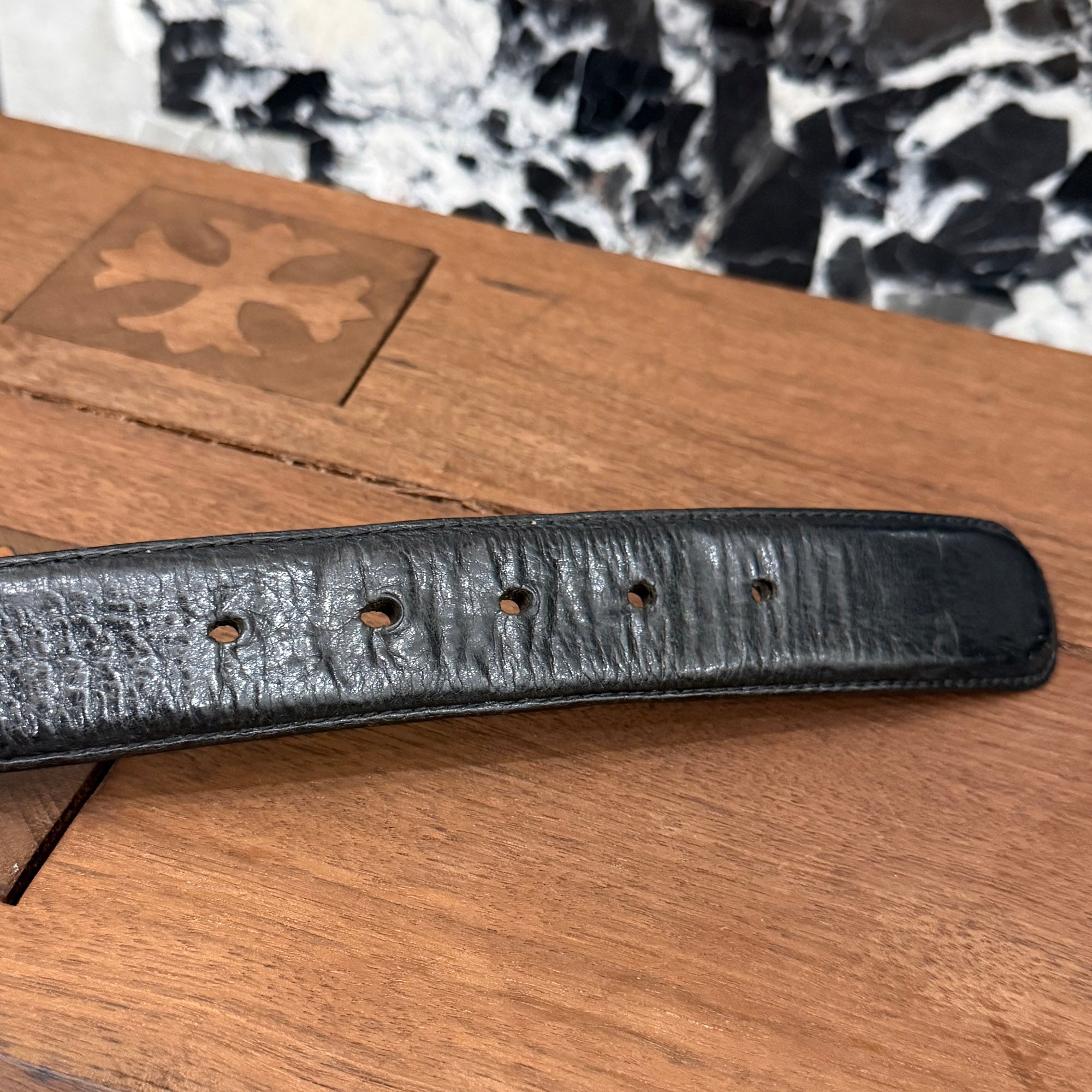CHROME HEARTS 1.5 STRAP Horseshoe Rivet Leather Belt Size 36 クロムハーツ 1.5ストラップ ホースシューリベット レザーベルト サイズ36