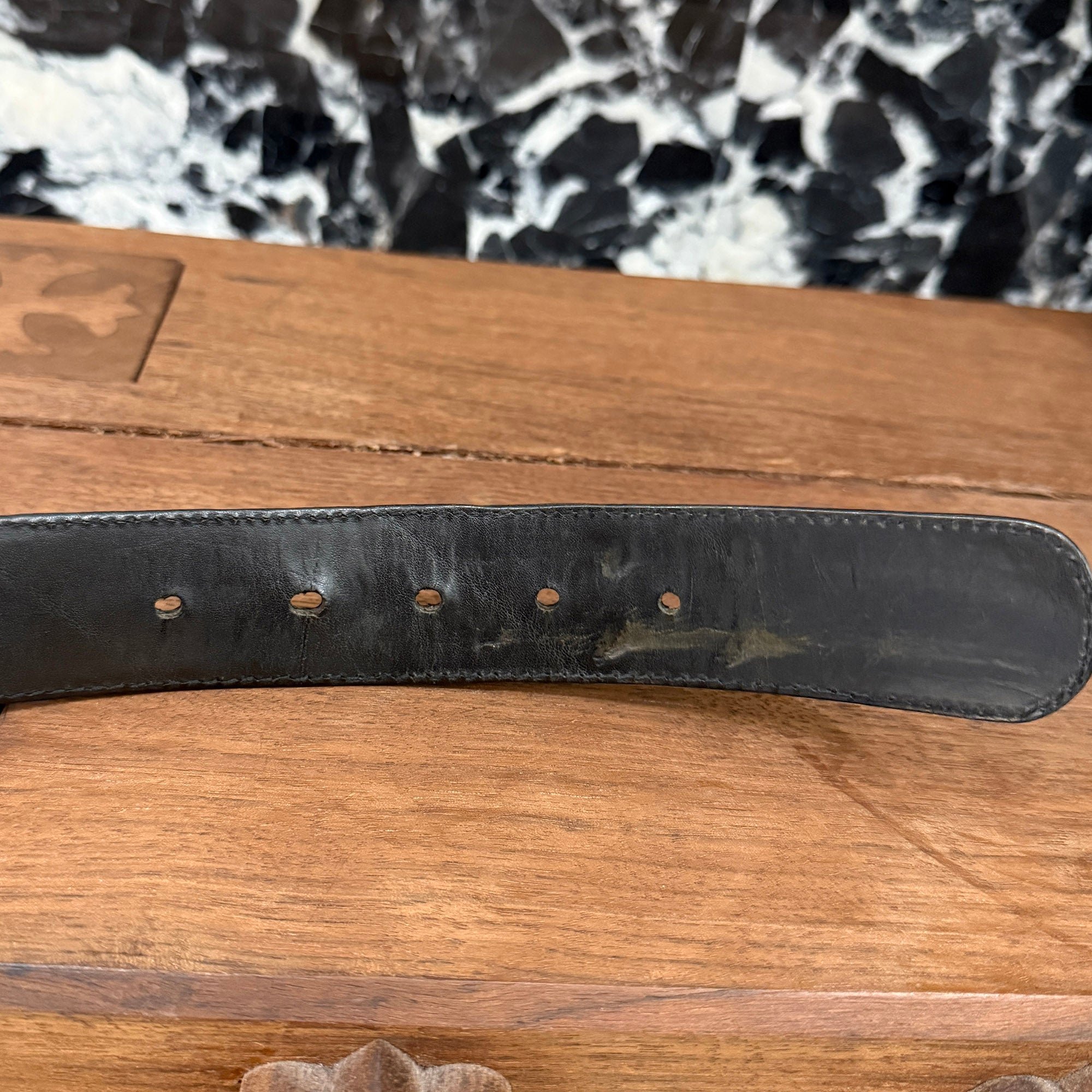 CHROME HEARTS 1.5 STRAP Horseshoe Rivet Leather Belt Size 36 クロムハーツ 1.5ストラップ ホースシューリベット レザーベルト サイズ36