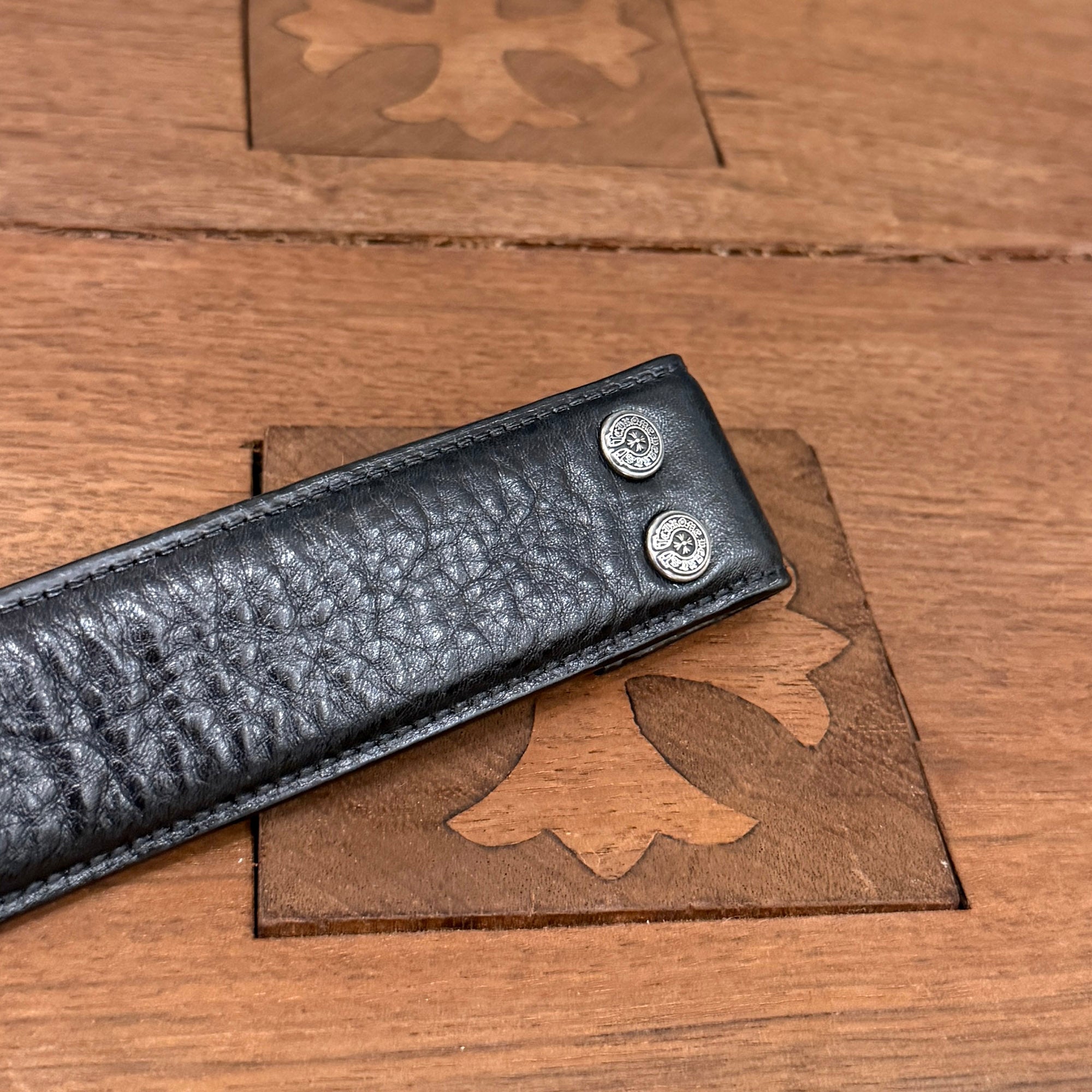 CHROME HEARTS 1.5 STRAP Horseshoe Rivet Leather Belt Size 32 クロムハーツ 1.5ストラップ ホースシューリベット レザーベルト サイズ32