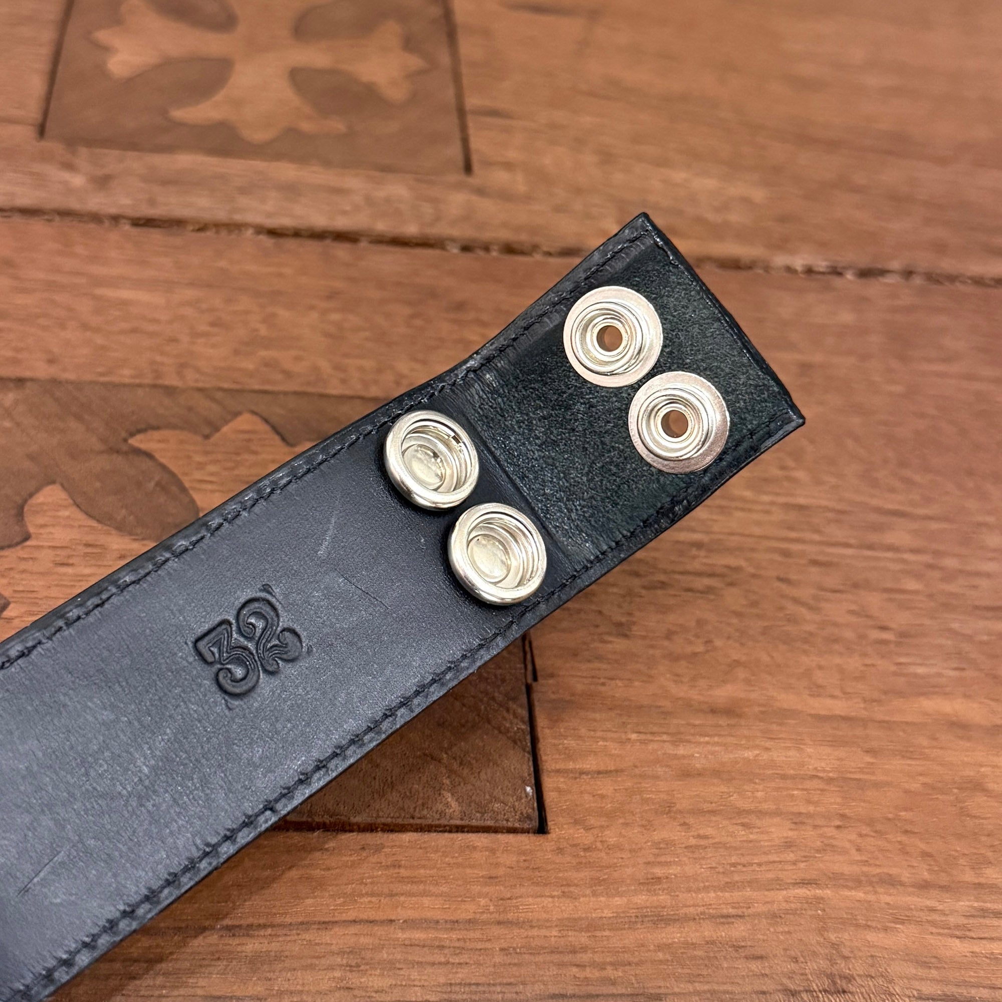 CHROME HEARTS 1.5 STRAP Horseshoe Rivet Leather Belt Size 32 クロムハーツ 1.5ストラップ ホースシューリベット レザーベルト サイズ32
