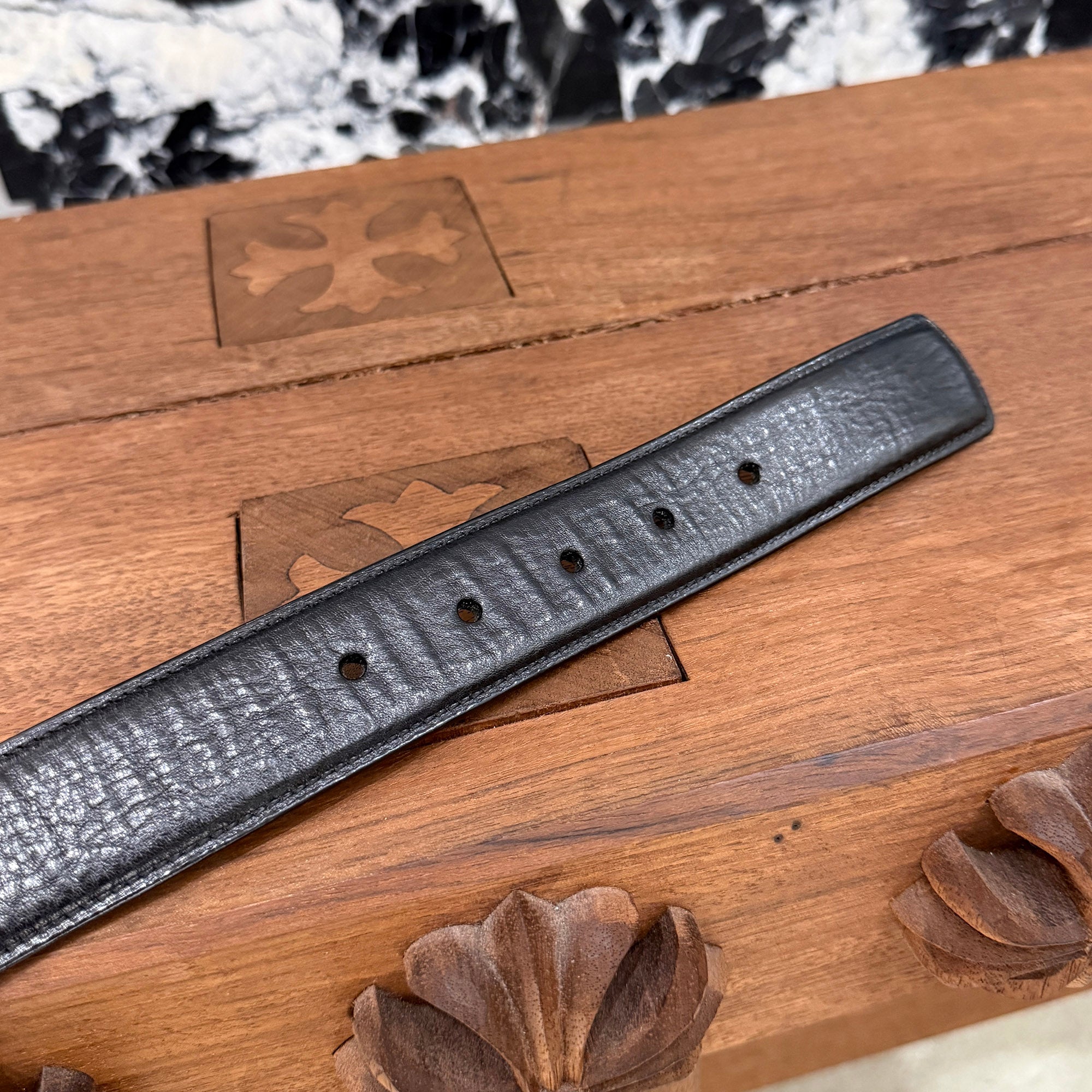 CHROME HEARTS 1.5 STRAP Horseshoe Rivet Leather Belt Size 32 クロムハーツ 1.5ストラップ ホースシューリベット レザーベルト サイズ32