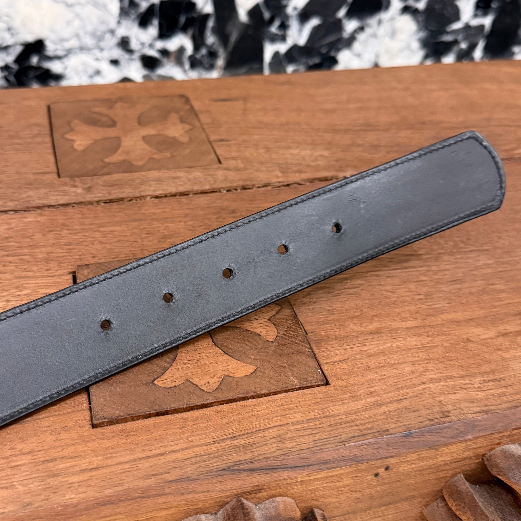 CHROME HEARTS 1.5 STRAP Horseshoe Rivet Leather Belt Size 32 クロムハーツ 1.5ストラップ ホースシューリベット レザーベルト サイズ32