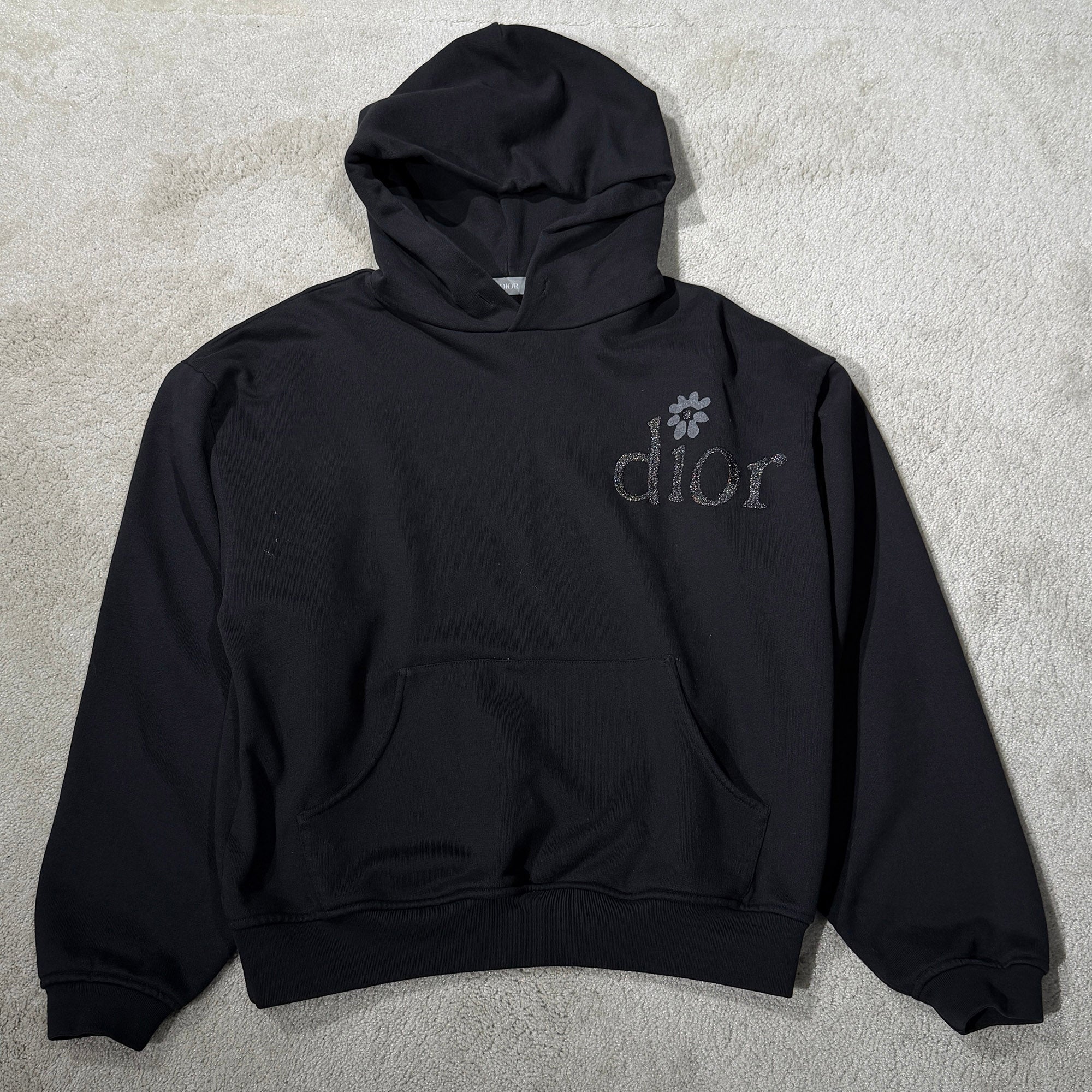 DIOR × ERL 2023SS Glitter Logo Embroidery Pullover Hoodie 313J653A0807 Size S ディオール×イーアールエル グリッター ロゴ刺繍 プルオーバーフーディ サイズS