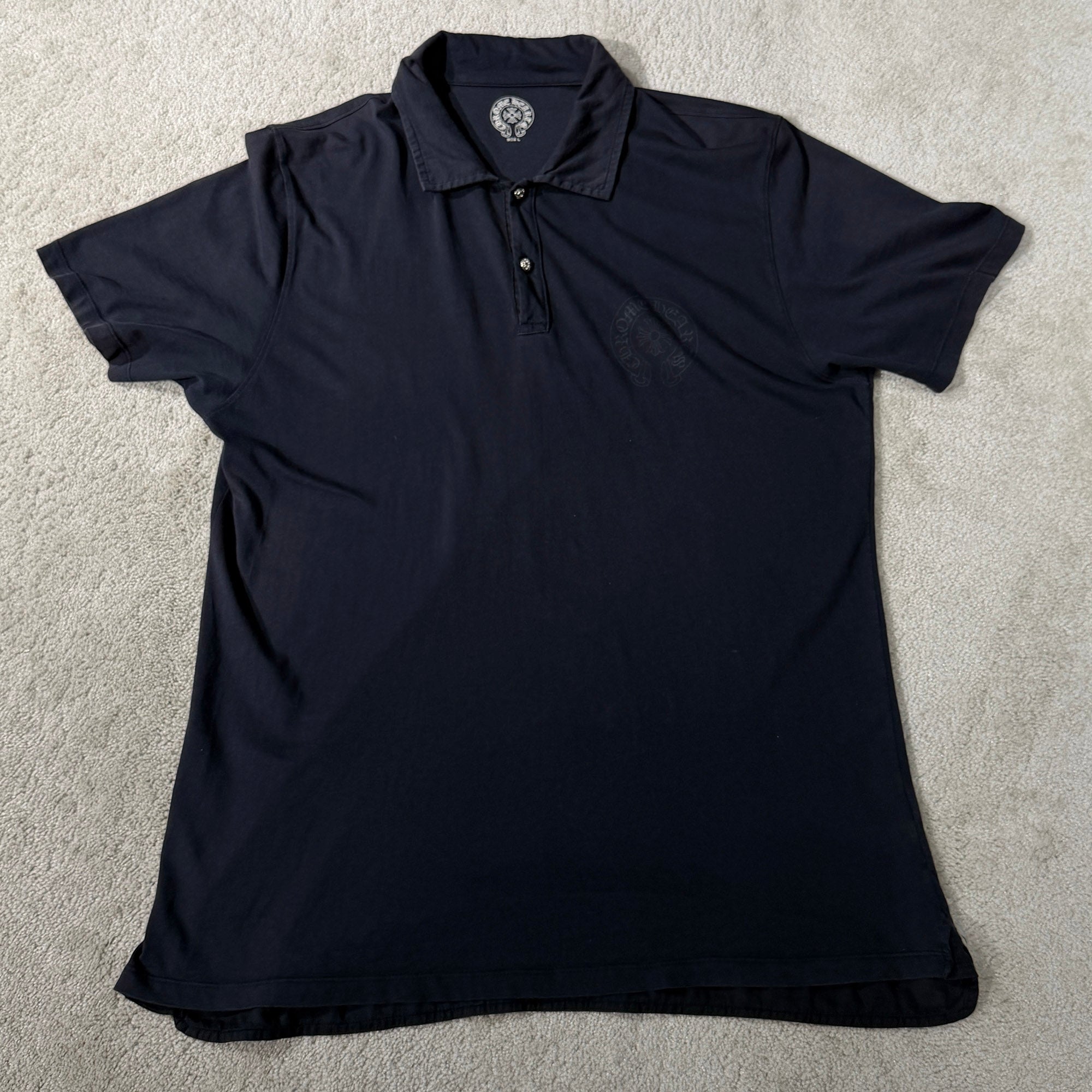 CHROME HEARTS Cross Ball Button Polo Shirt Size L クロムハーツ クロスボールボタン ポロシャツ サイズL