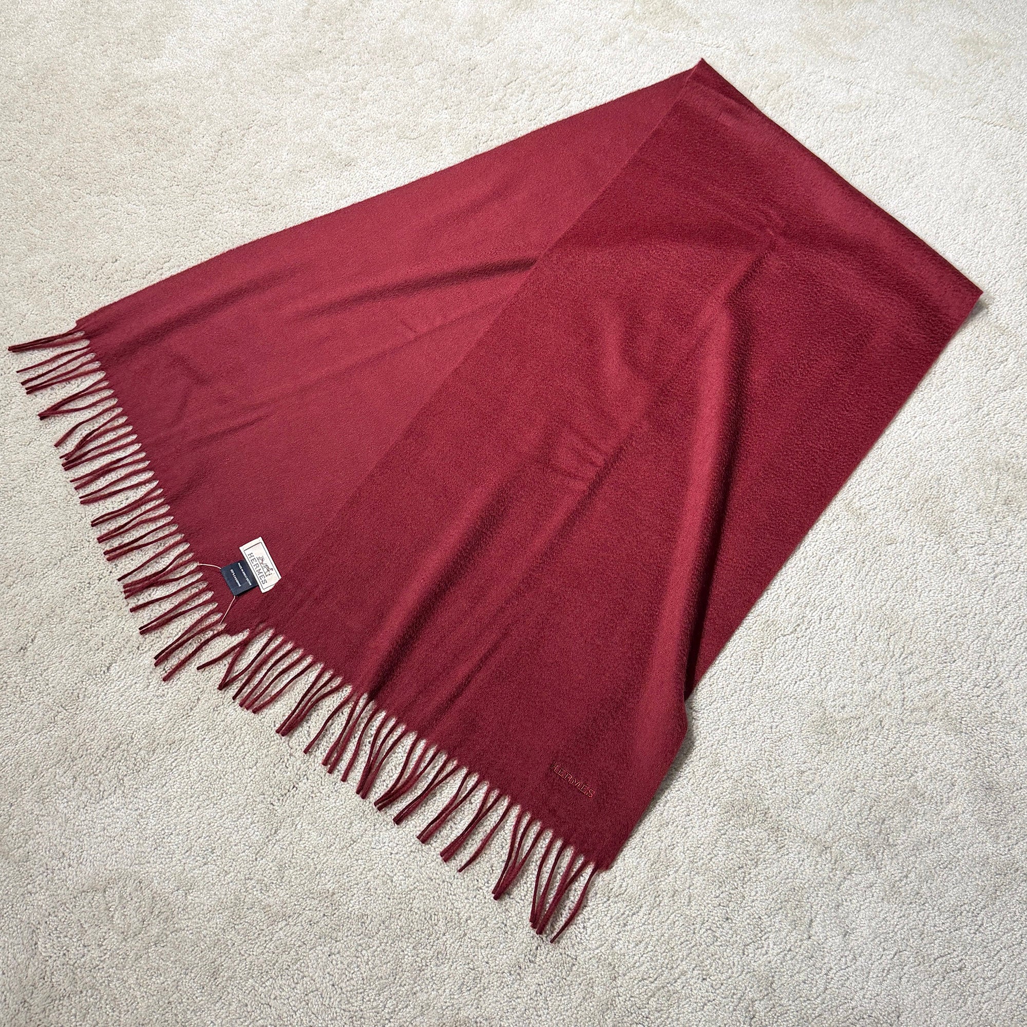 HERMES Fringes Cashmere Scarf エルメス フリンジ カシミヤ スカーフ