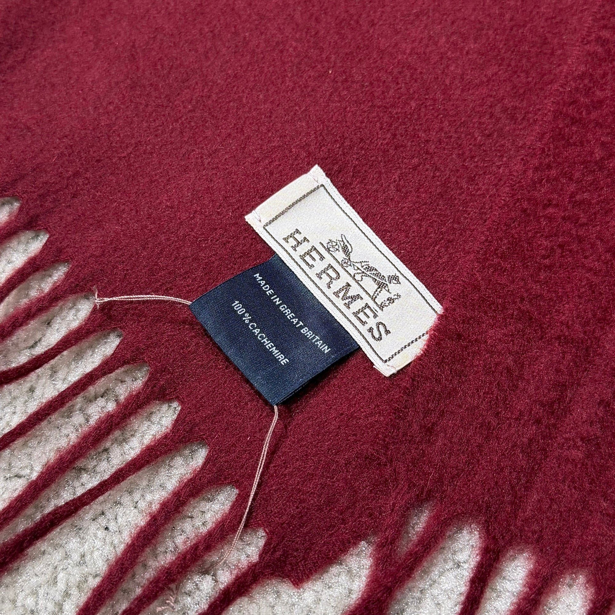 HERMES Fringes Cashmere Scarf エルメス フリンジ カシミヤ スカーフ