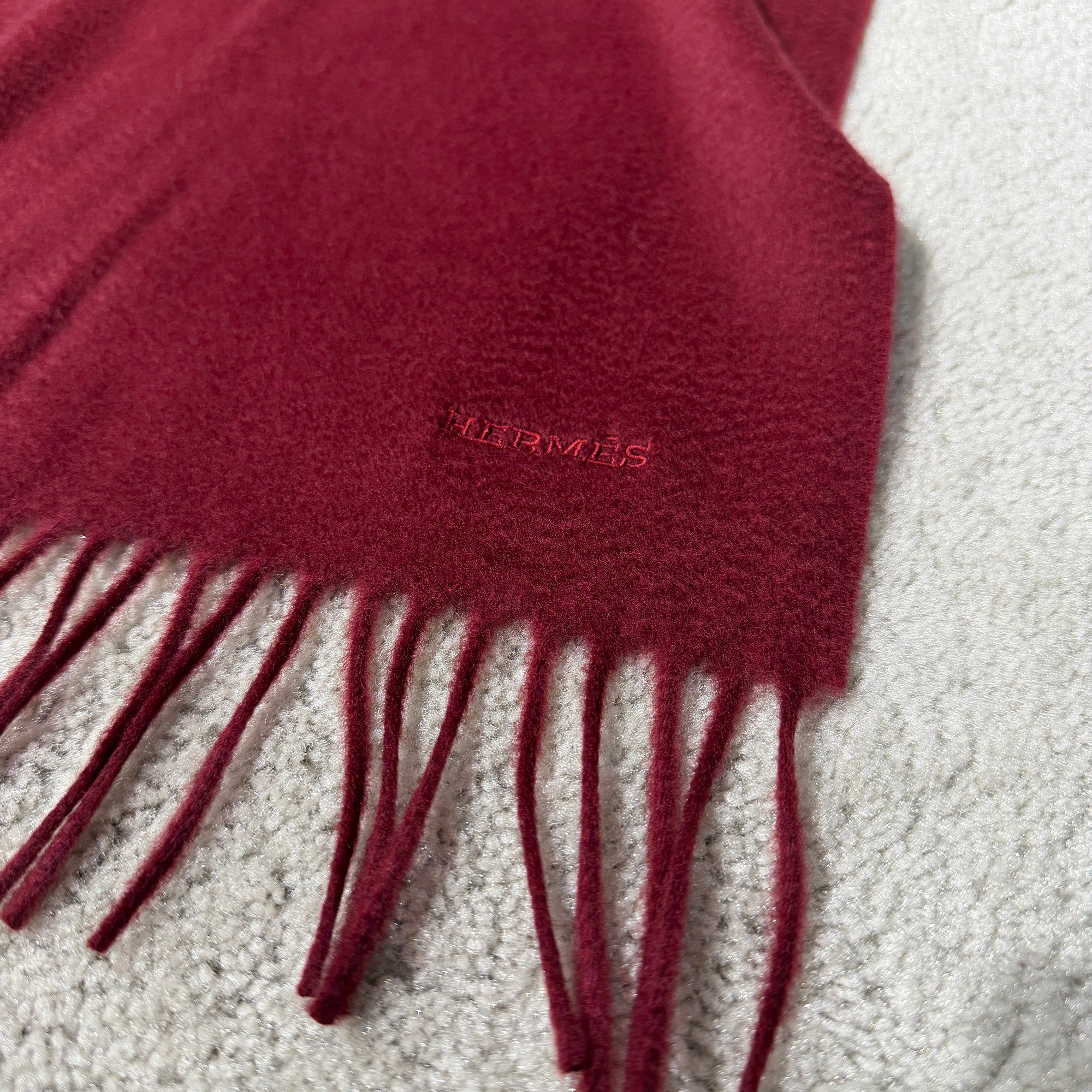 HERMES Fringes Cashmere Scarf エルメス フリンジ カシミヤ スカーフ