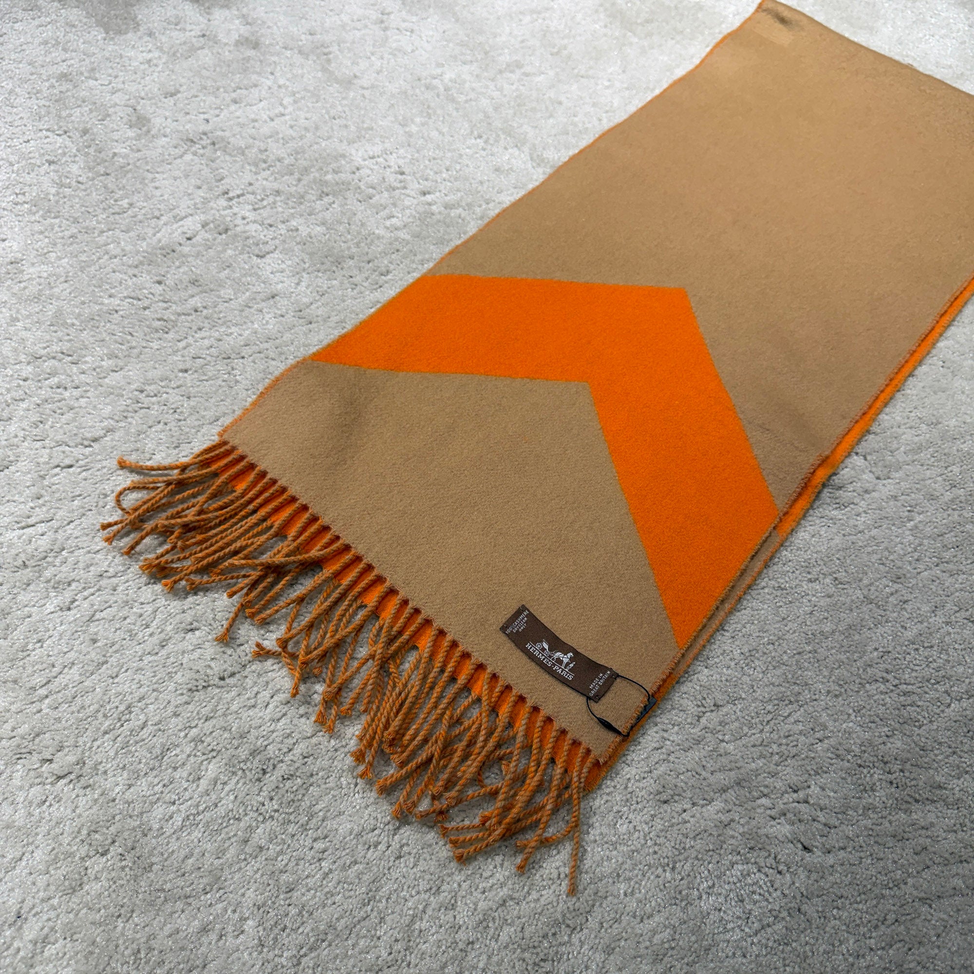 HERMES Casaque Chevron Cashmere Scarf エルメス カザック シェヴロン カシミヤスカーフ