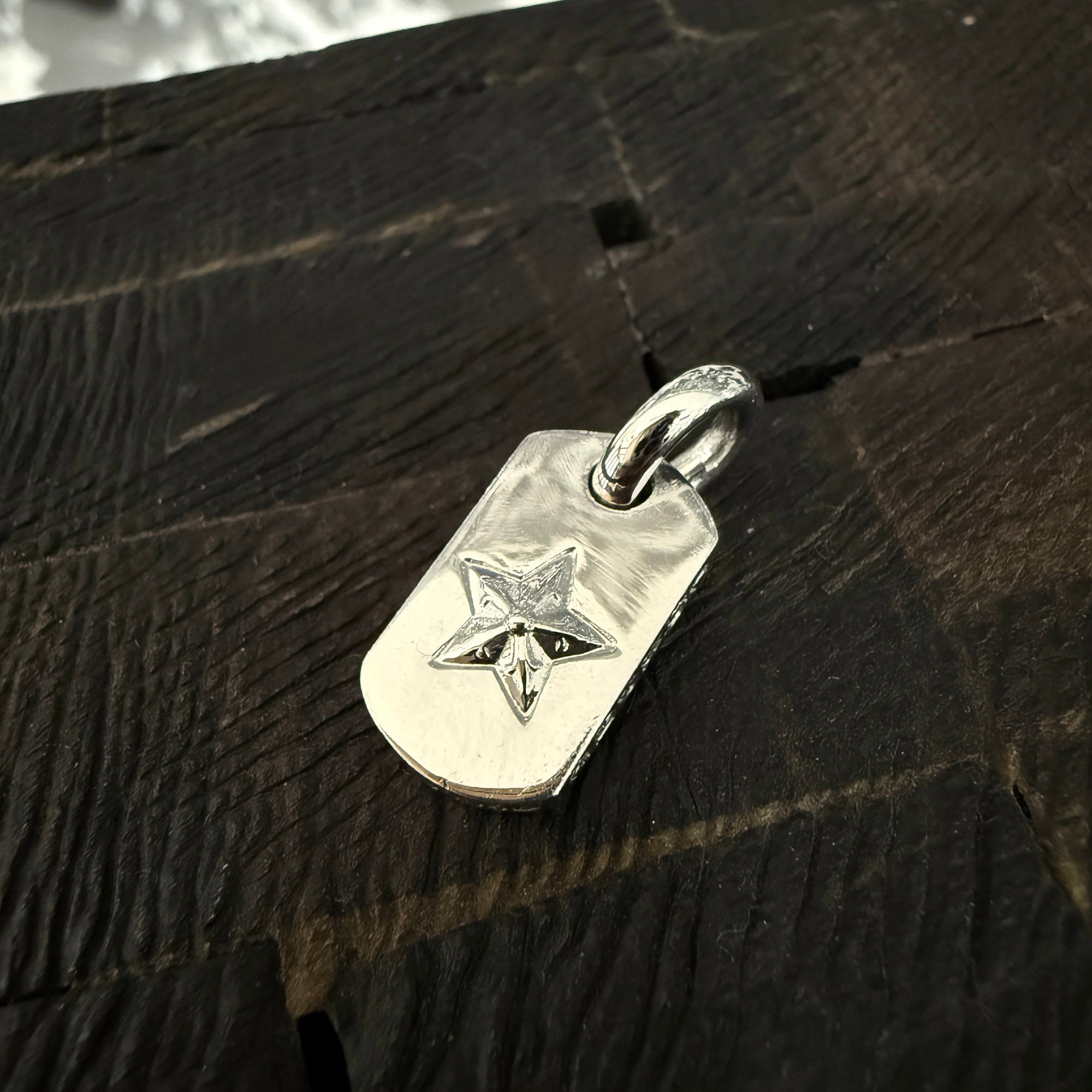 CHROME HEARTS 18K WG TINY STAR Dock Tag Pendant Charm クロムハーツ 18K WG タイニー スター ドッグタグ ペンダントチャーム