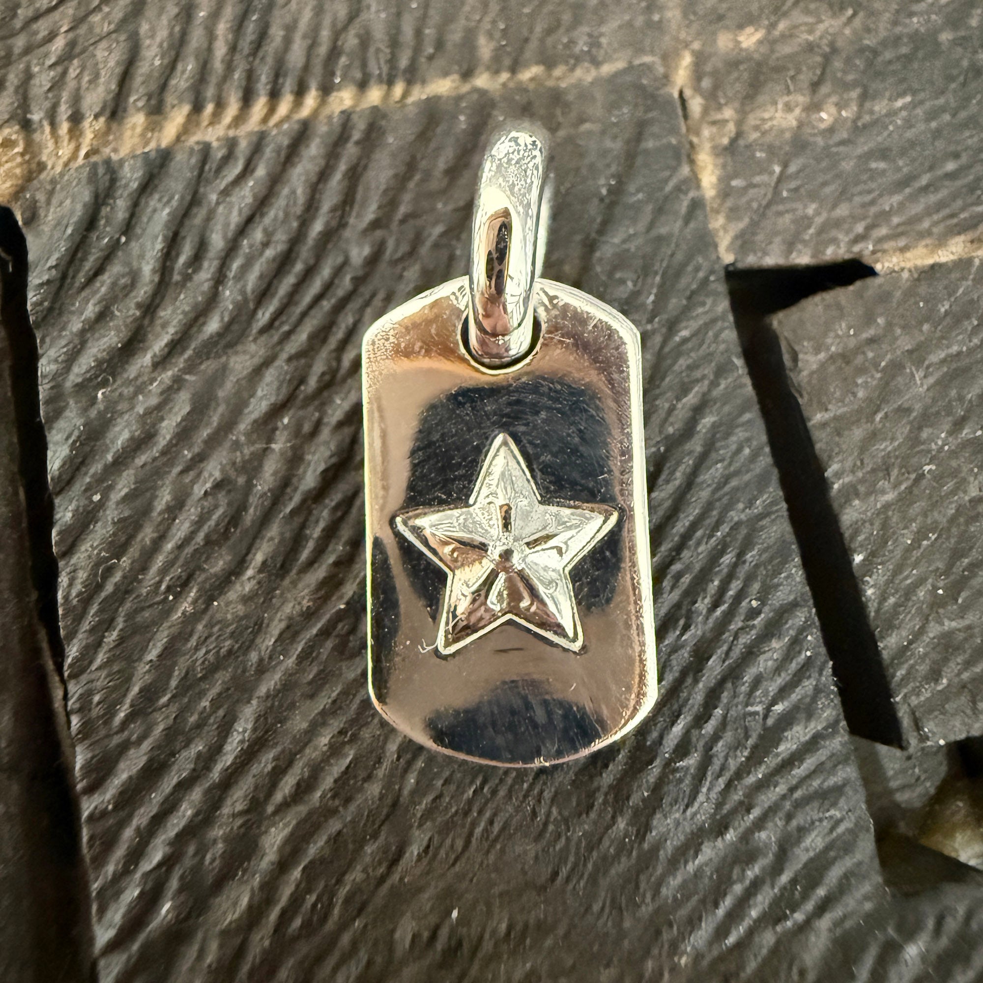 CHROME HEARTS 18K WG TINY STAR Dock Tag Pendant Charm クロムハーツ 18K WG タイニー スター ドッグタグ ペンダントチャーム