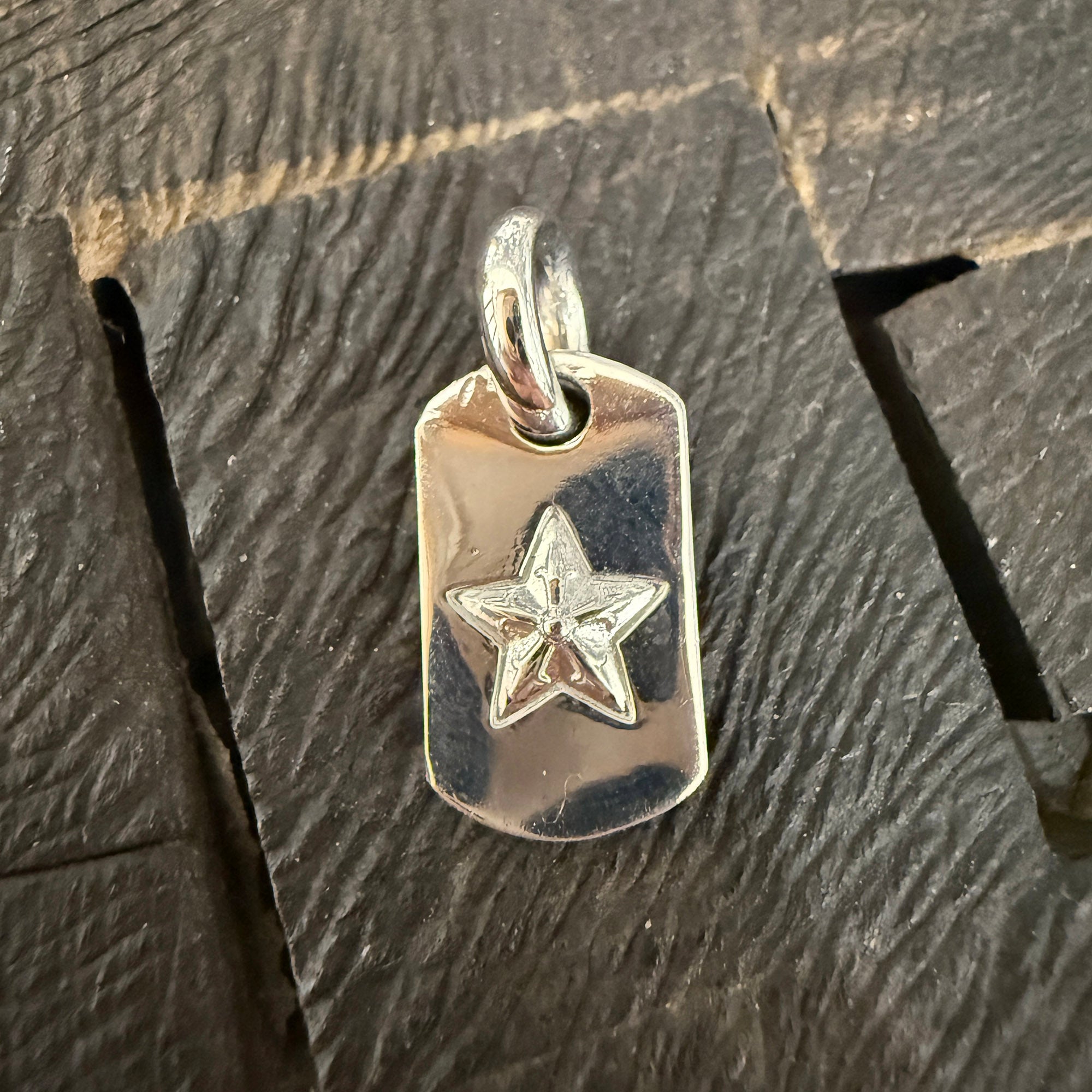 CHROME HEARTS 18K WG TINY STAR Dock Tag Pendant Charm クロムハーツ 18K WG タイニー スター ドッグタグ ペンダントチャーム