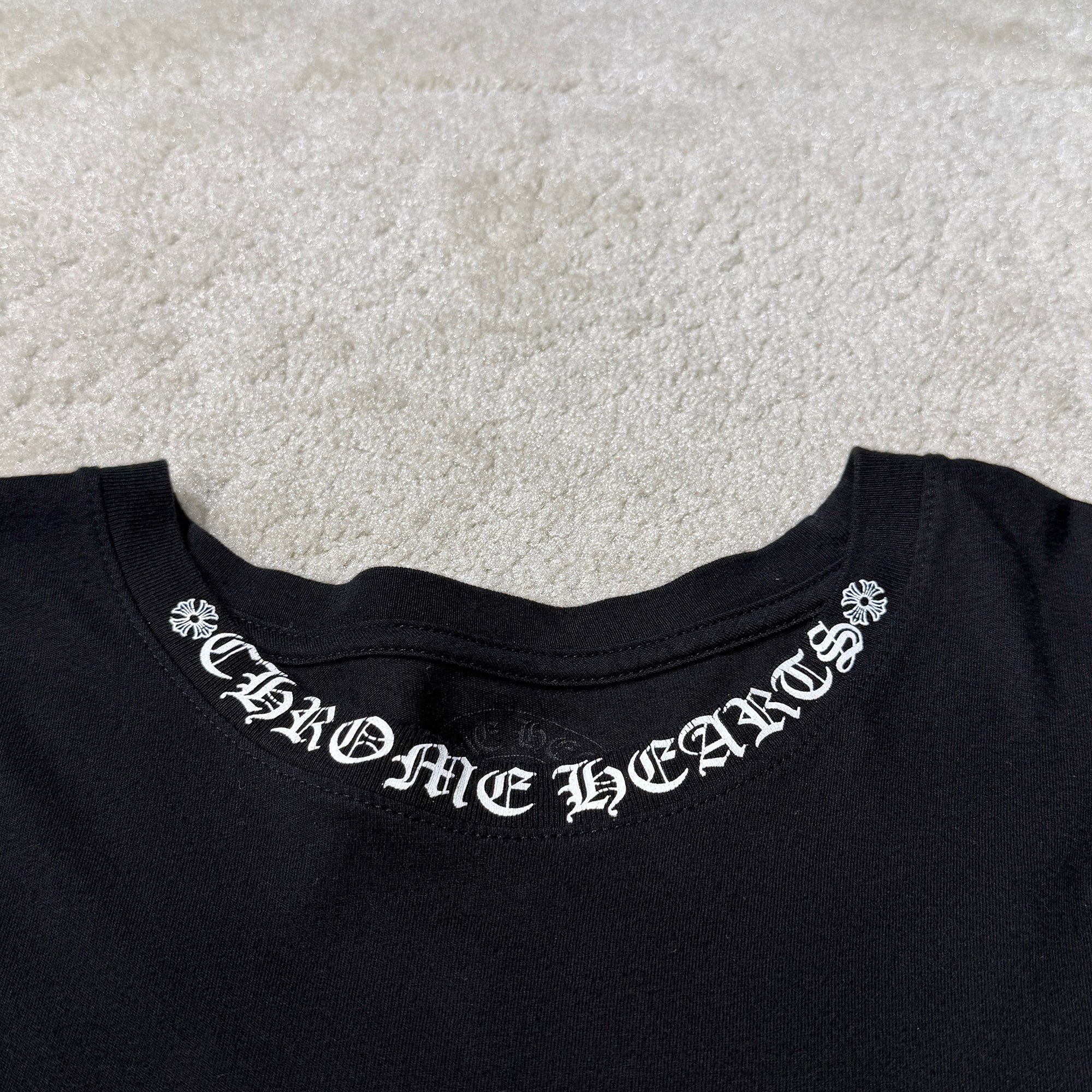 CHROME HEARTS Neck Logo Back & Arm CH Cross Print Long Sleeve Tee Size XXL クロムハーツ ネックロゴ バック＆アーム CHクロス プリント ロングスリーブ Tシャツ サイズXXL