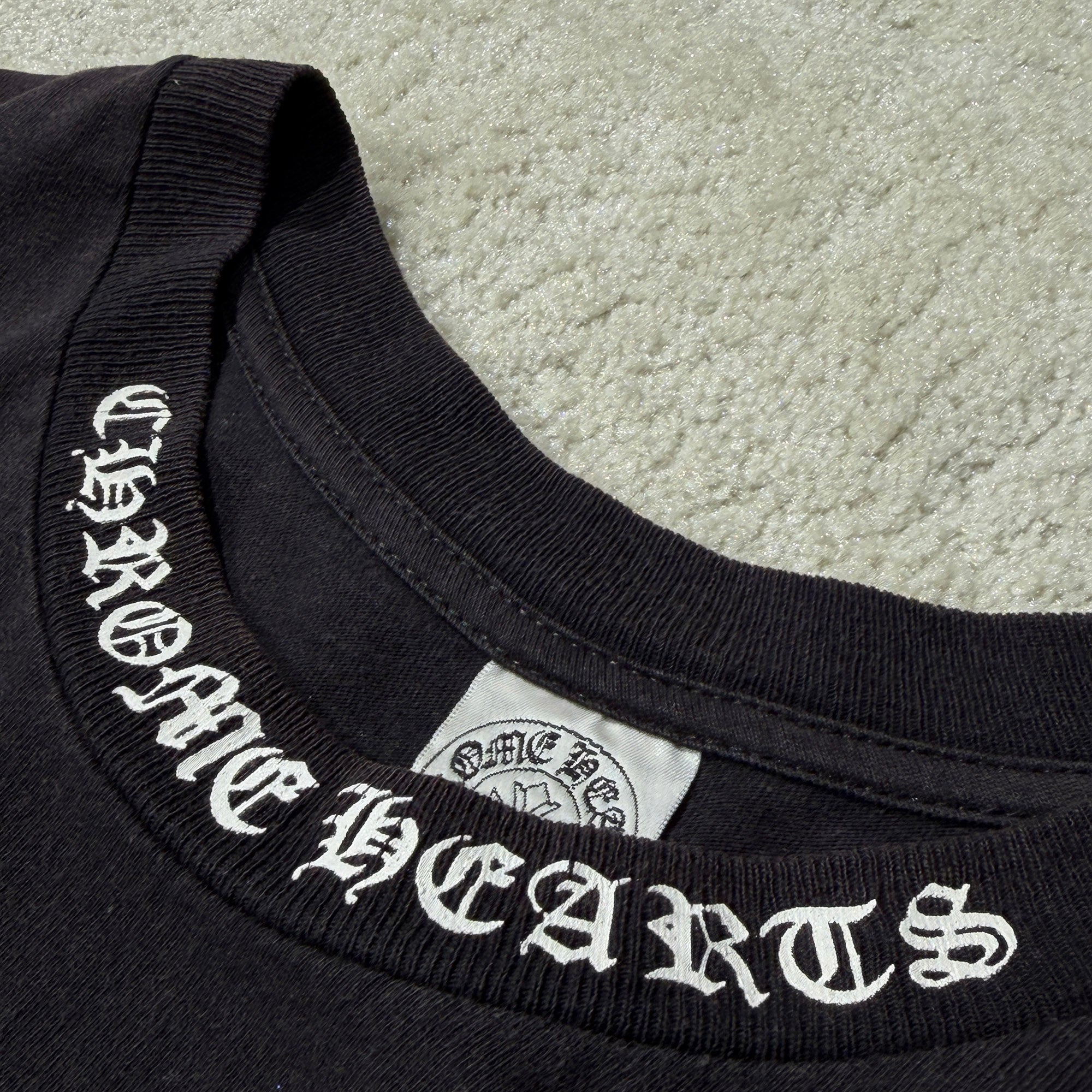CHROME HEARTS Back Double CH Cross Print Neck Logo Tee Size L クロムハーツ バック ダブルCHクロス プリント ネックロゴ Tシャツ サイズL