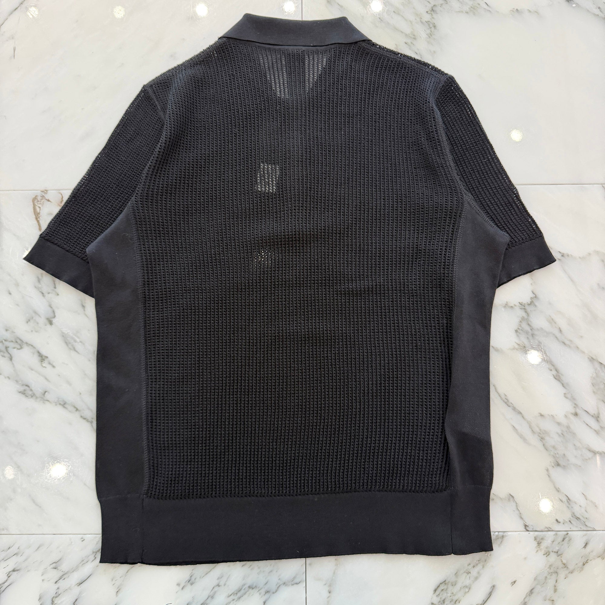 CHROME HEARTS Y NOT 3 Cross Leather Patch Mesh Polo Shirt Size S クロムハーツ ワイノット 3 クロスレザーパッチ メッシュポロシャツ サイズS