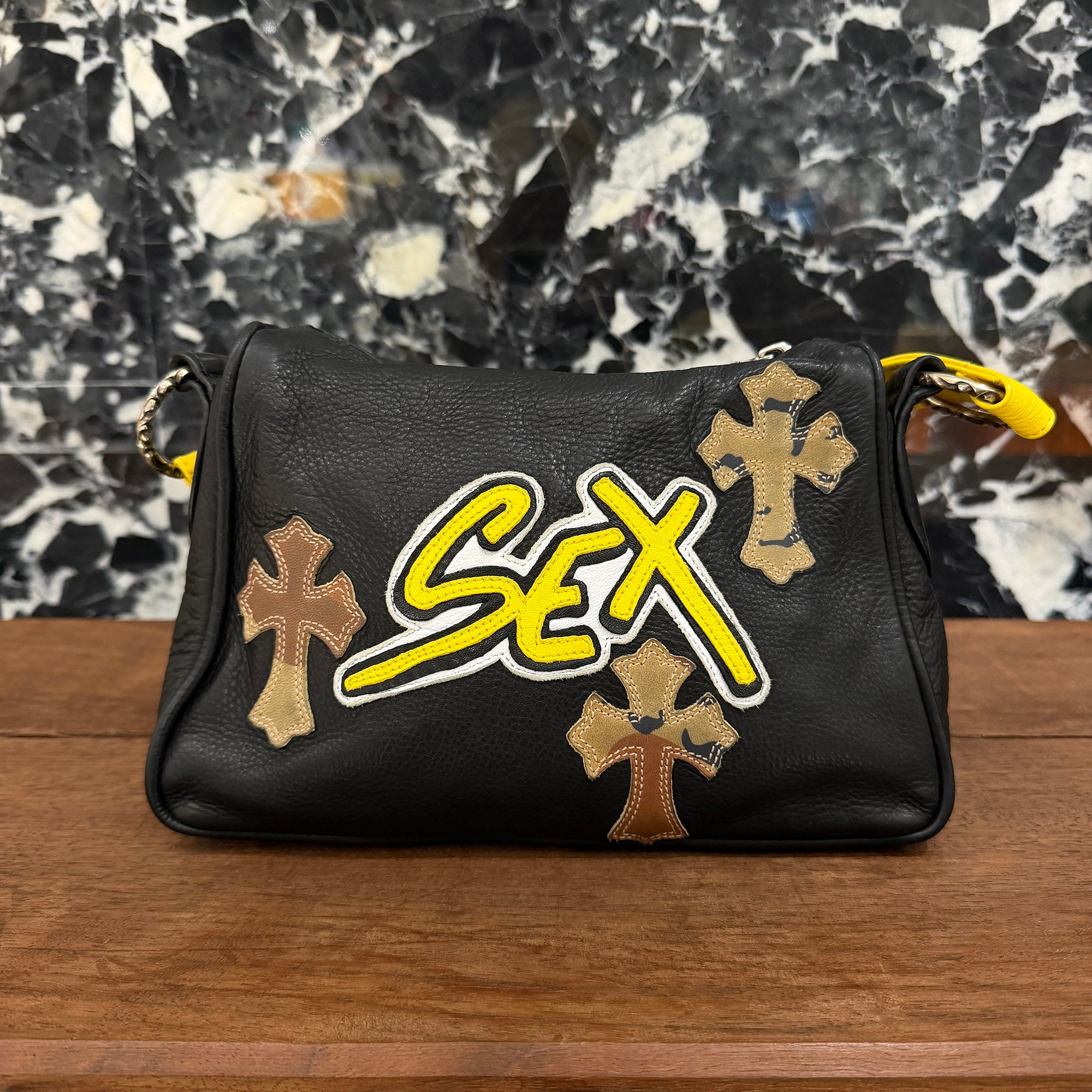 CHROME HEARTS × MATTY BOY CHICKEN NUGGET SEX RECORDS Camo Leather Cross Patch Shoulder Bag クロムハーツ × マッティボーイ チキンナゲット セックスレコード カモ レザークロスパッチ ショルダーバッグ