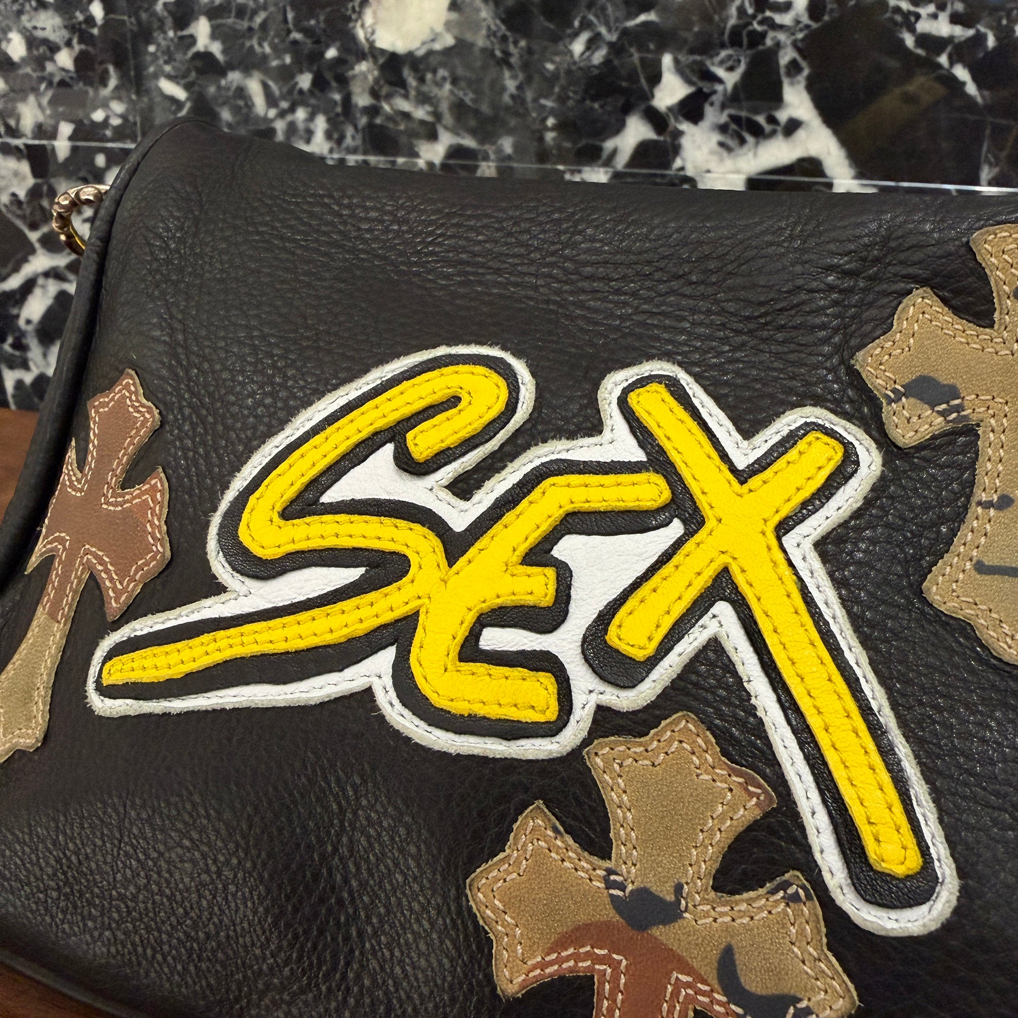 CHROME HEARTS × MATTY BOY CHICKEN NUGGET SEX RECORDS Camo Leather Cross Patch Shoulder Bag クロムハーツ × マッティボーイ チキンナゲット セックスレコード カモ レザークロスパッチ ショルダーバッグ