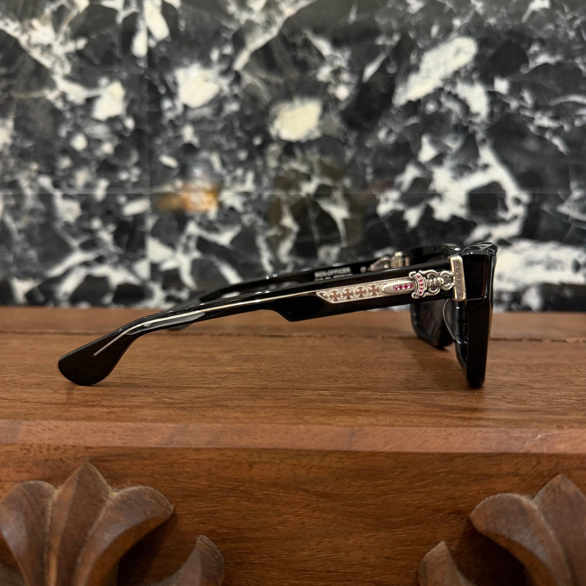 CHROME HEARTS BOX-OFFICER Sunglasses Ruby Dagger Size 56□19-144 クロムハーツ ボックスオフィサー サングラス ルビーダガー サイズ56□19-144