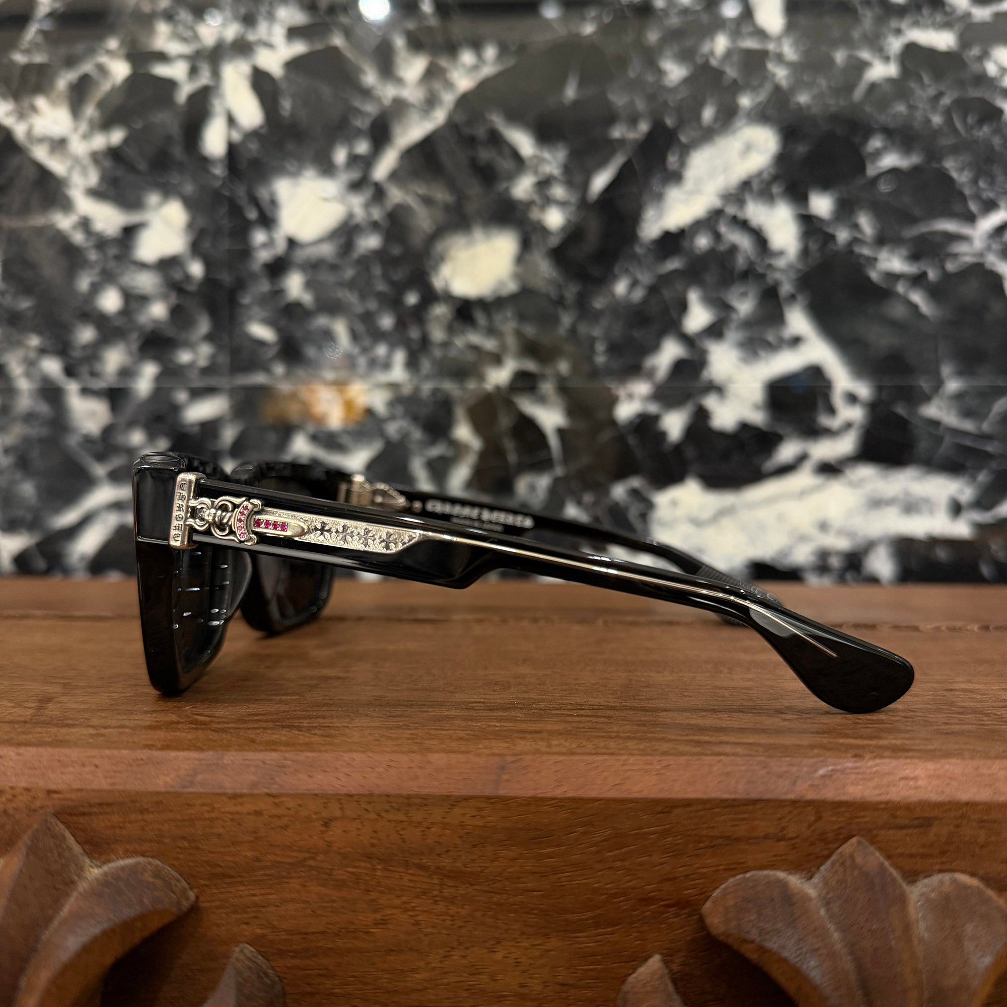 CHROME HEARTS BOX-OFFICER Sunglasses Ruby Dagger Size 56□19-144 クロムハーツ ボックスオフィサー サングラス ルビーダガー サイズ56□19-144