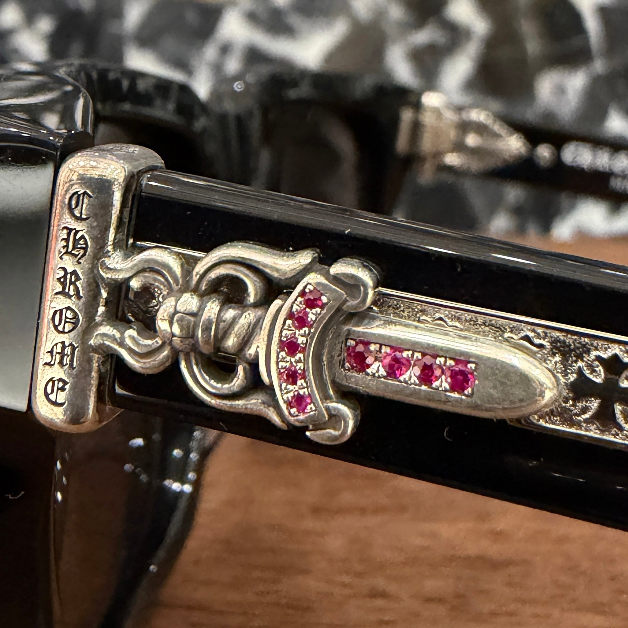 CHROME HEARTS BOX-OFFICER Sunglasses Ruby Dagger Size 56□19-144 クロムハーツ ボックスオフィサー サングラス ルビーダガー サイズ56□19-144