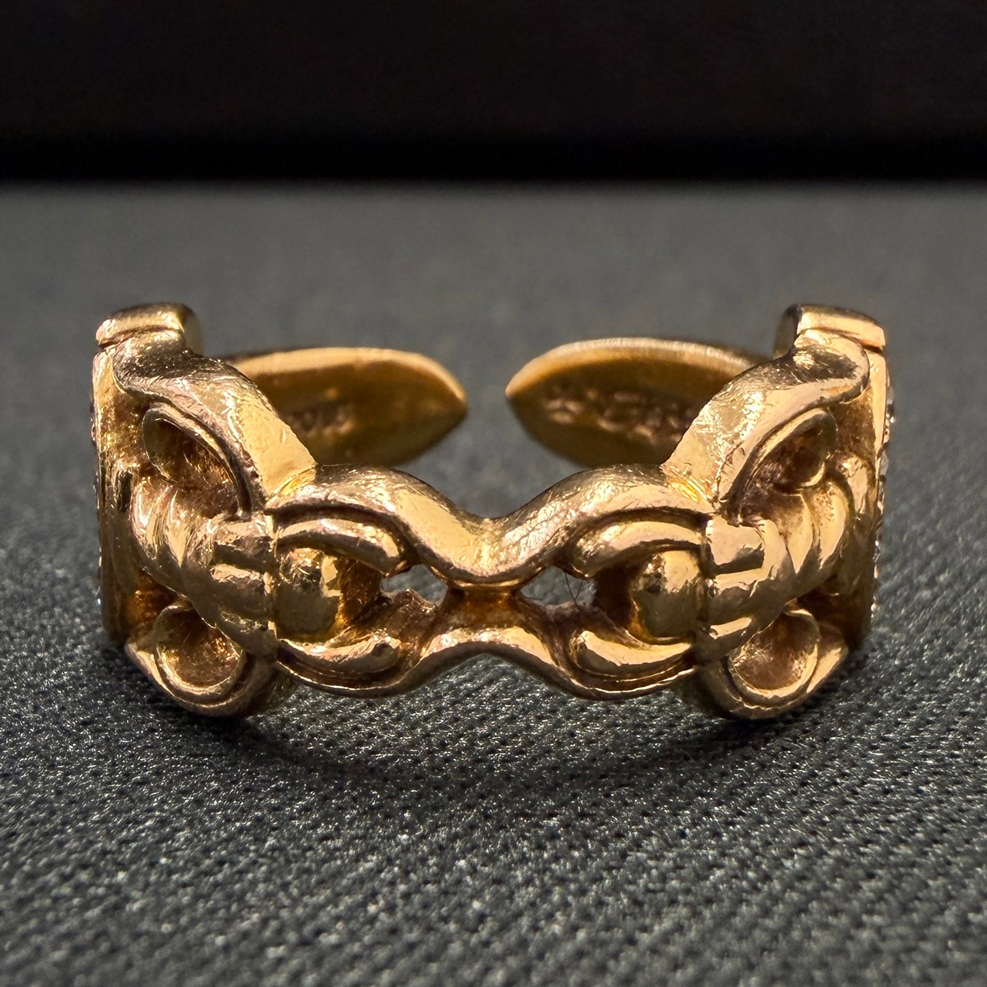 CHROME HEARTS 22K Open Double Dagger Ring Pave Diamond Size 約10号 クロムハーツ 22K オープンダブルダガーリング パヴェダイヤモンド サイズ約10号