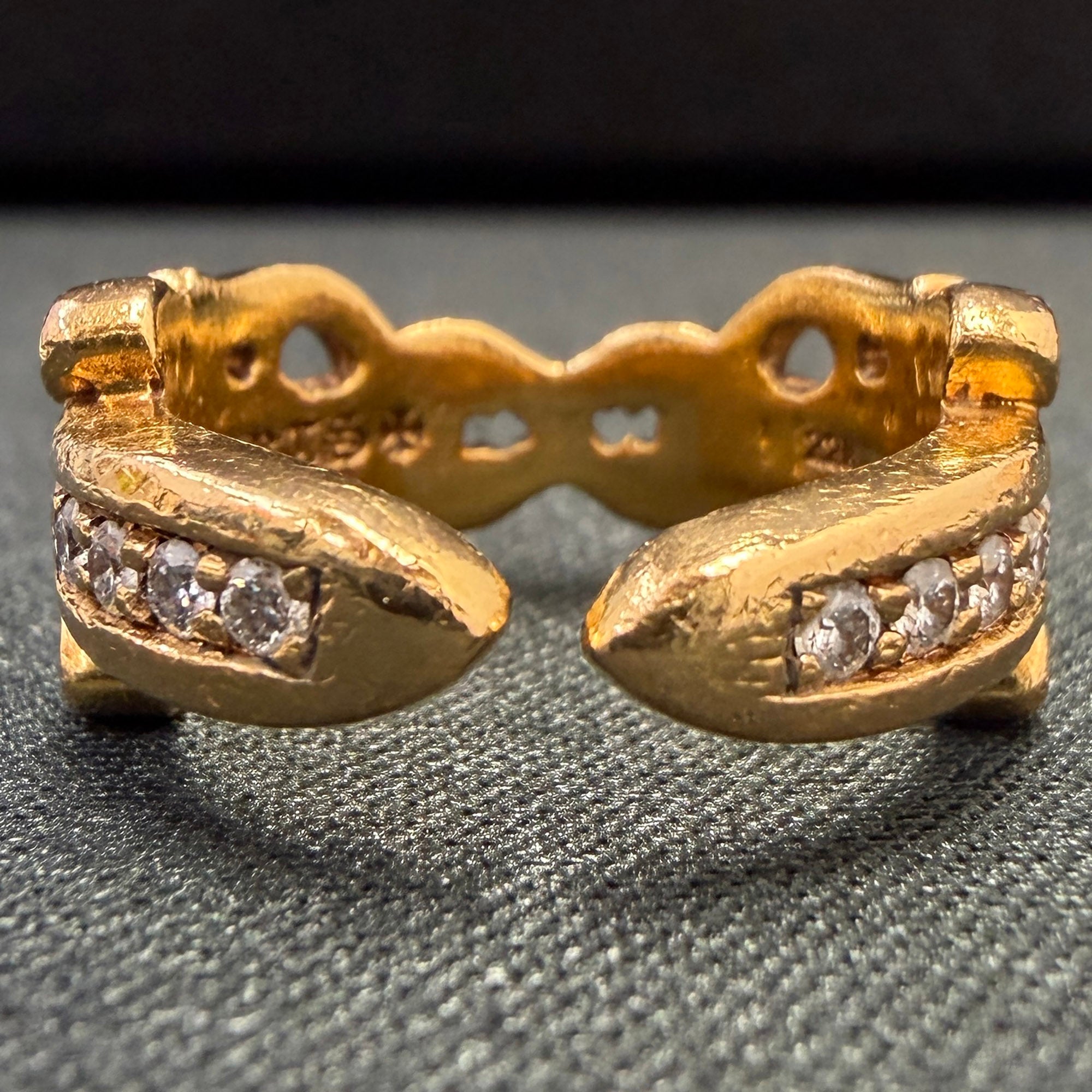 CHROME HEARTS 22K Open Double Dagger Ring Pave Diamond Size 約10号 クロムハーツ 22K オープンダブルダガーリング パヴェダイヤモンド サイズ約10号