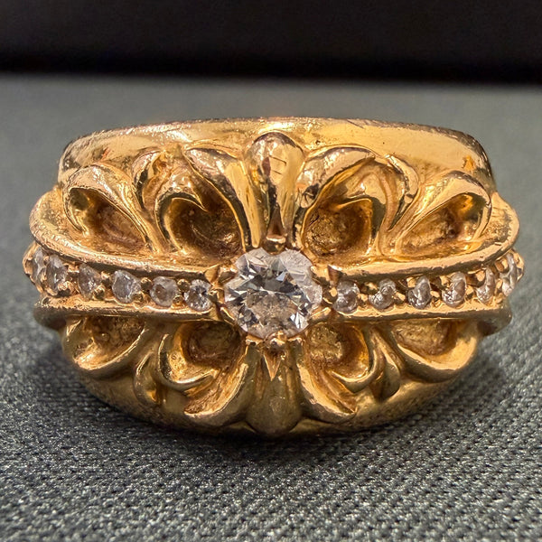 CHROME HEARTS 22K Floral Cross Ring Pave Diamond Size 14号 クロムハーツ 22K フローラルクロス リング パヴェダイヤモンド サイズ14号