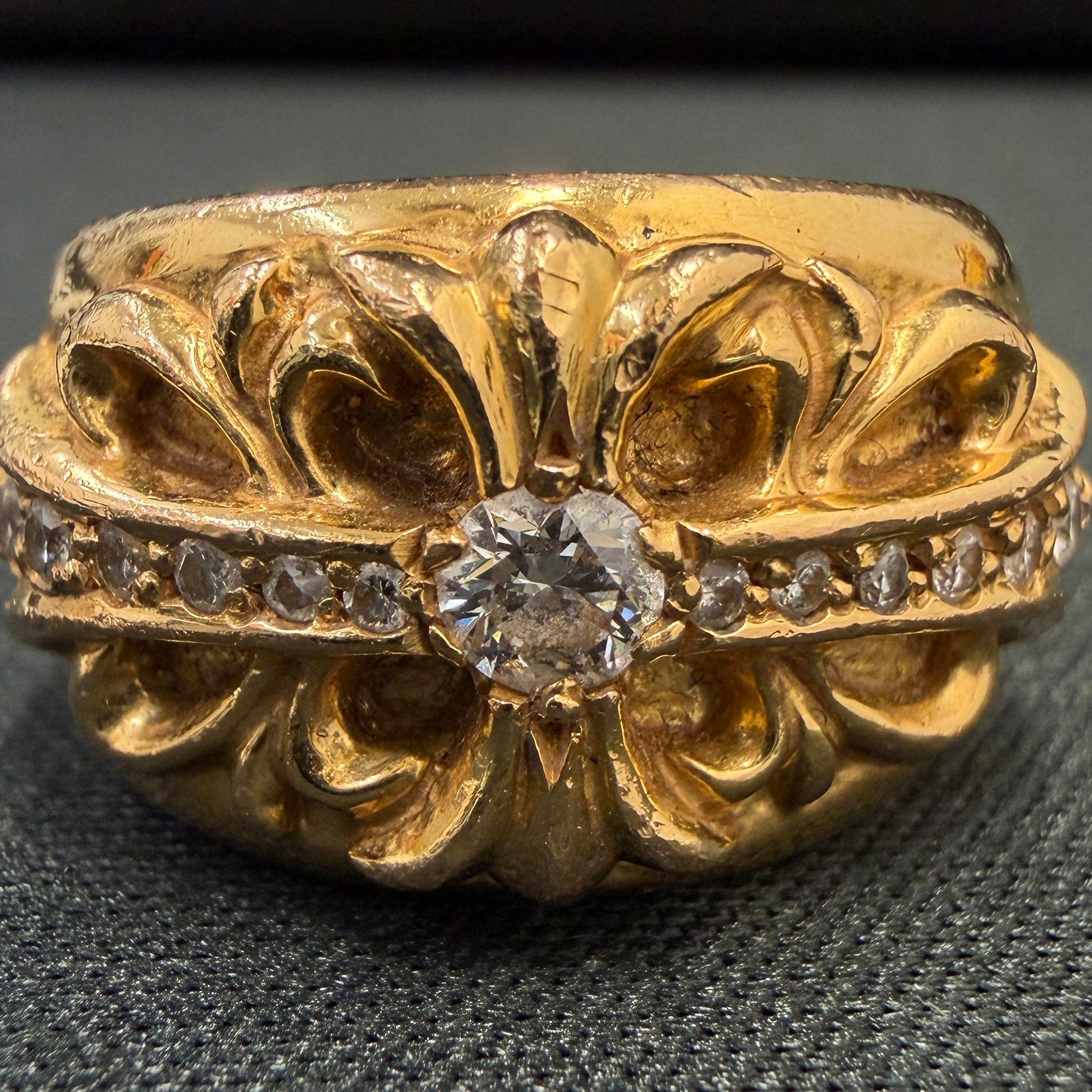 CHROME HEARTS 22K Floral Cross Ring Pave Diamond Size 14号 クロムハーツ 22K フローラルクロス リング パヴェダイヤモンド サイズ14号