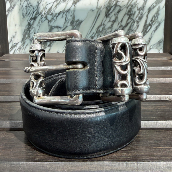 CHROME HEARTS 3PC Roller Leather Belt Size 32 inch クロムハーツ 3PC ローラー レザーベルト サイズ32インチ