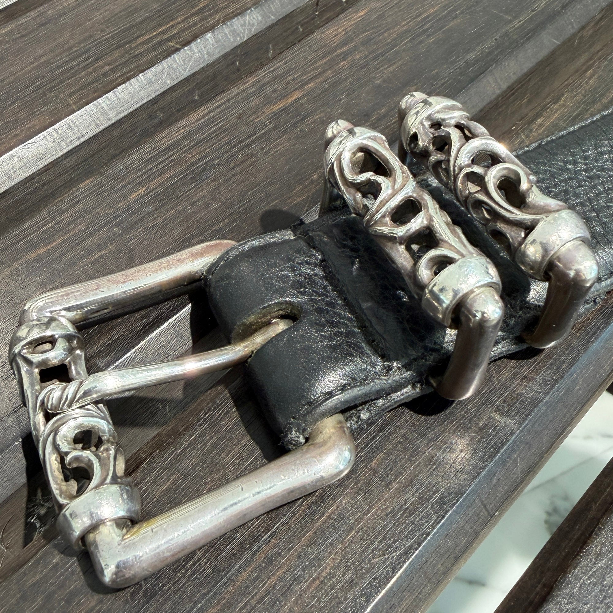 CHROME HEARTS 3PC Roller Leather Belt Size 32 inch クロムハーツ 3PC ローラー レザーベルト サイズ32インチ
