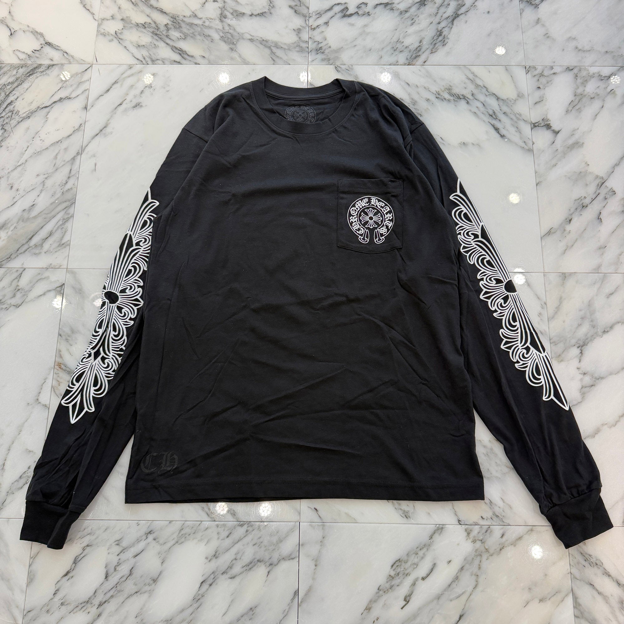 CHROME HEARTS London Limited Floral Cross Horseshoe Long Sleeve Tee L クロムハーツ ロンドン限定 フローラルクロス ホースシュー ロングスリーブ Tシャツ サイズL